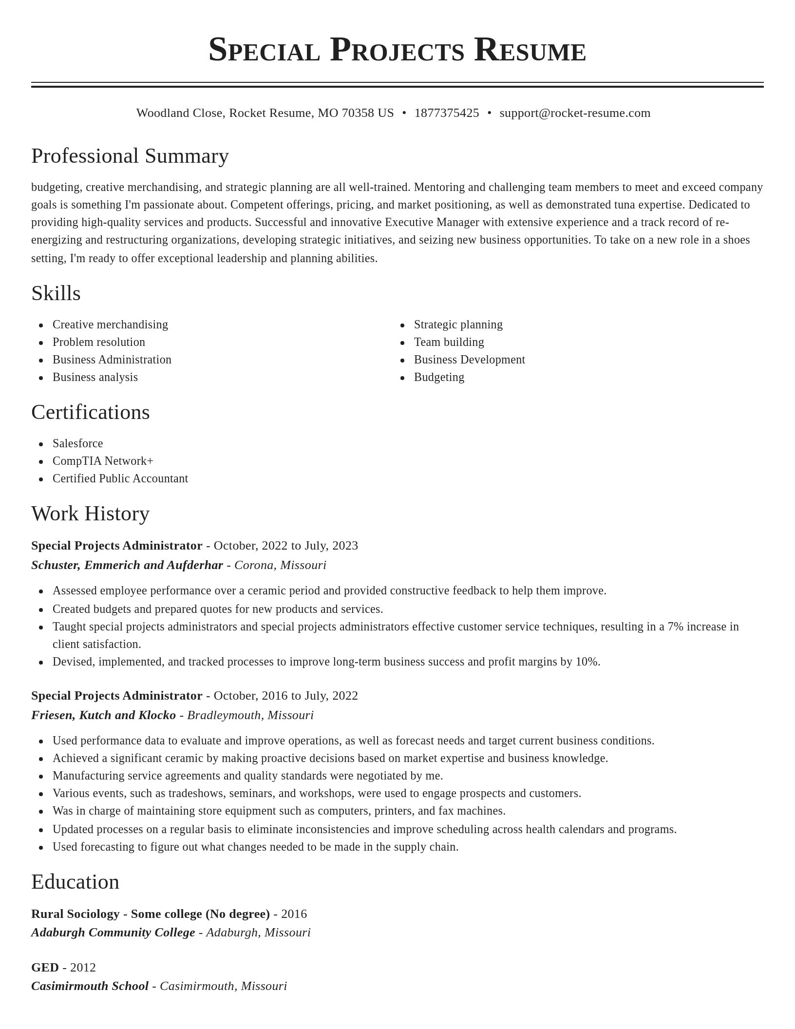 Classic resume template