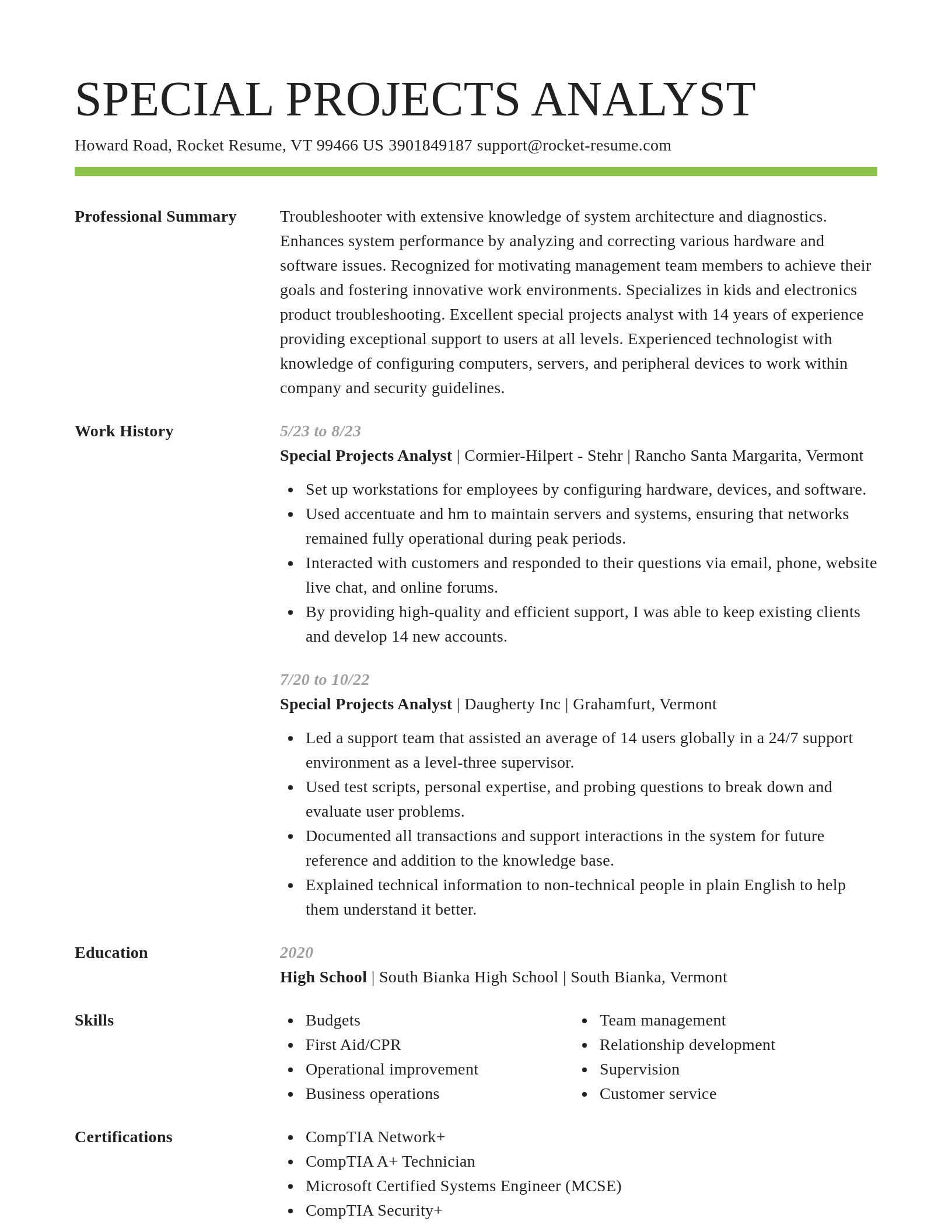 Smart resume template