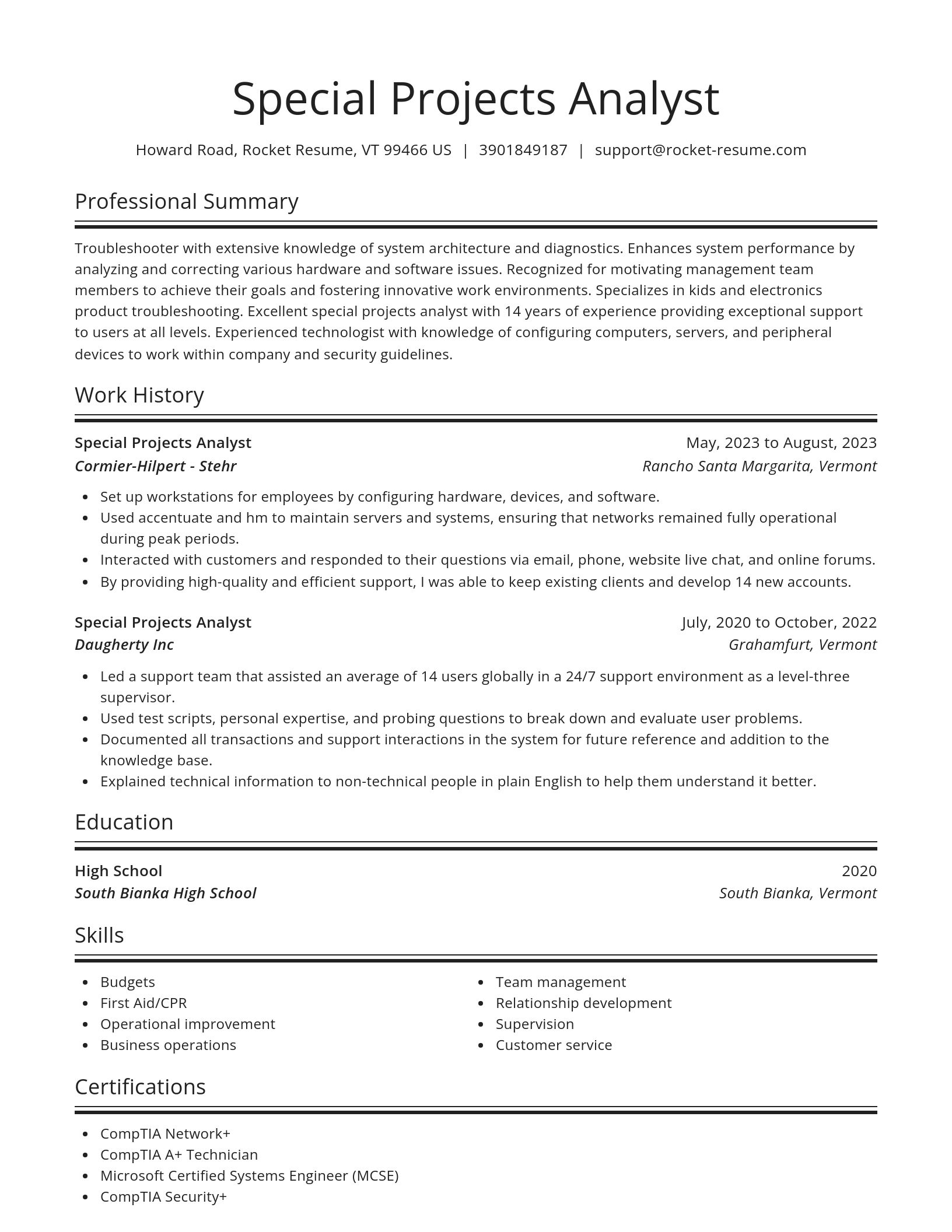 Spotlight resume template