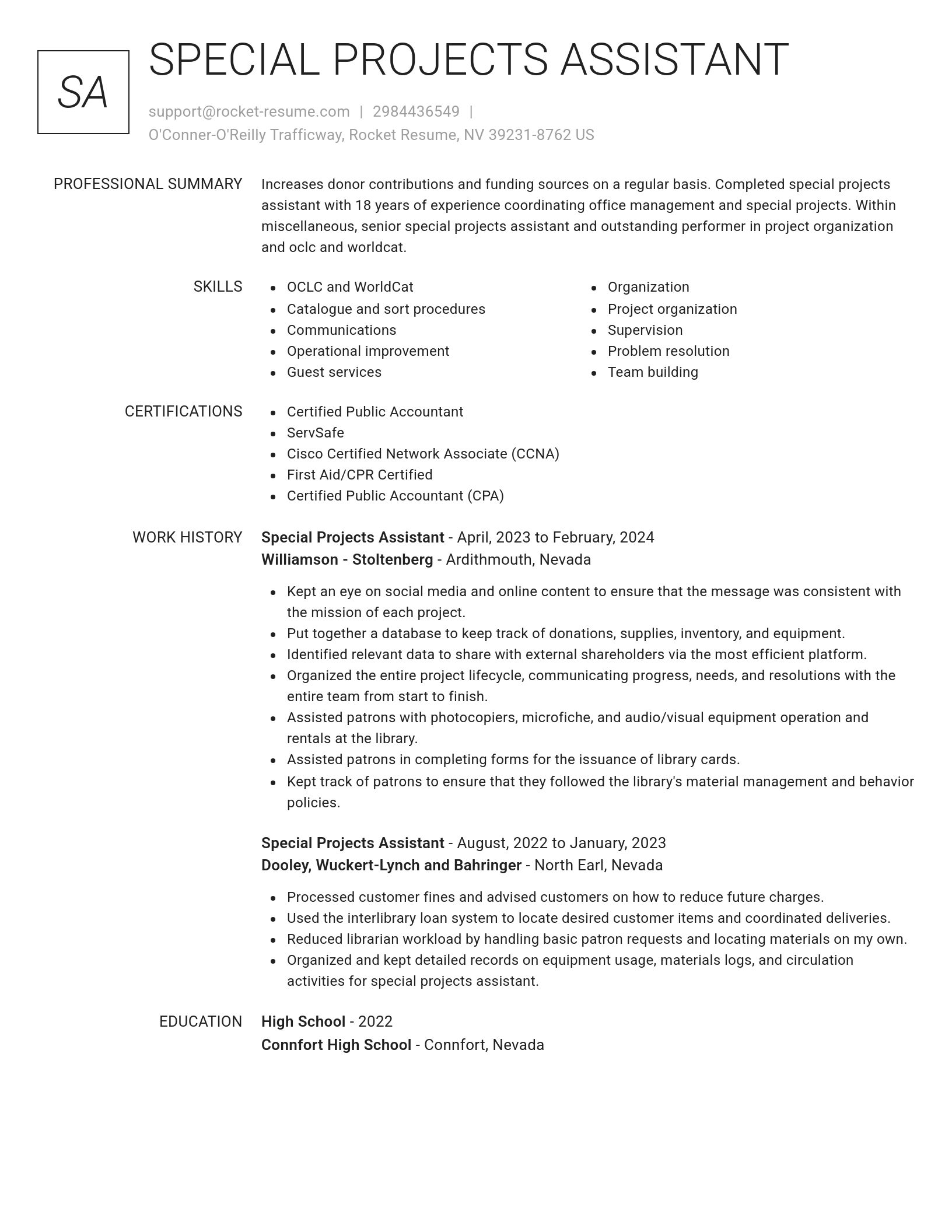 Renowned resume template