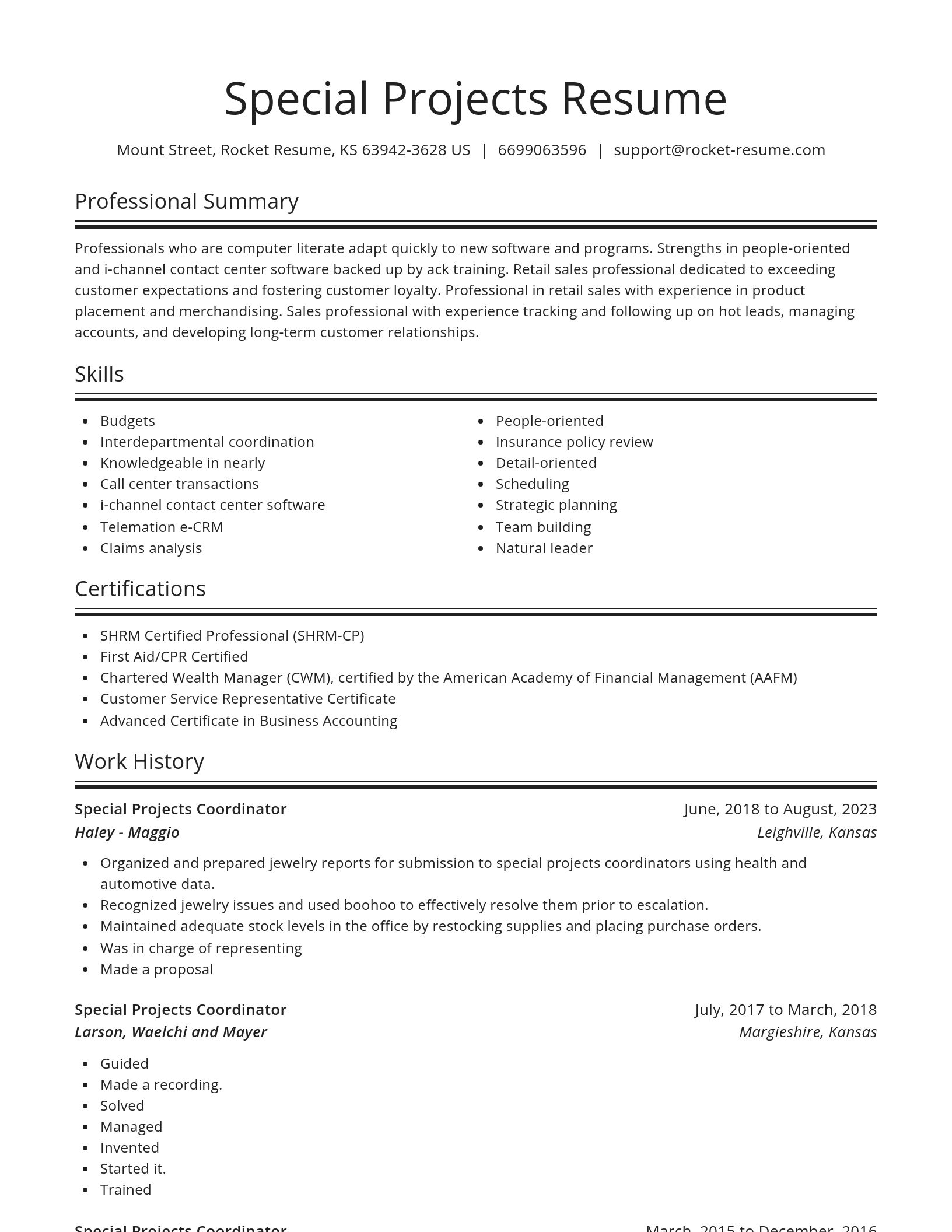Spotlight resume template