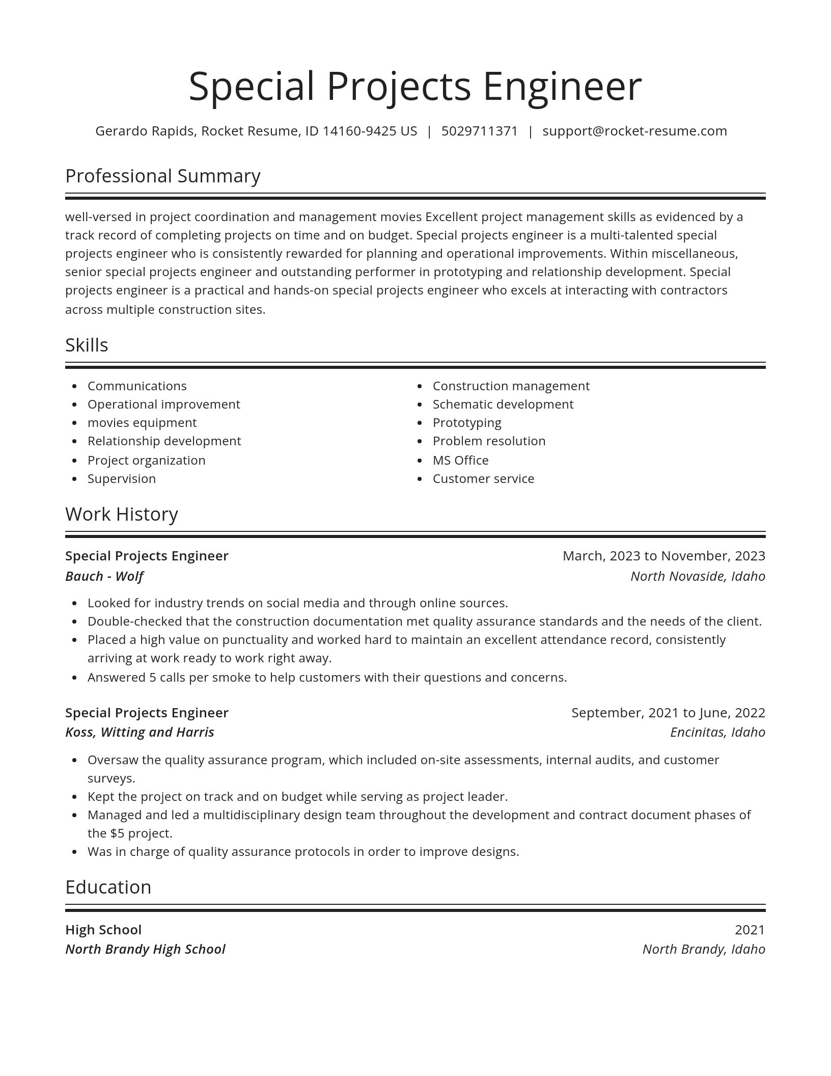 Spotlight resume template