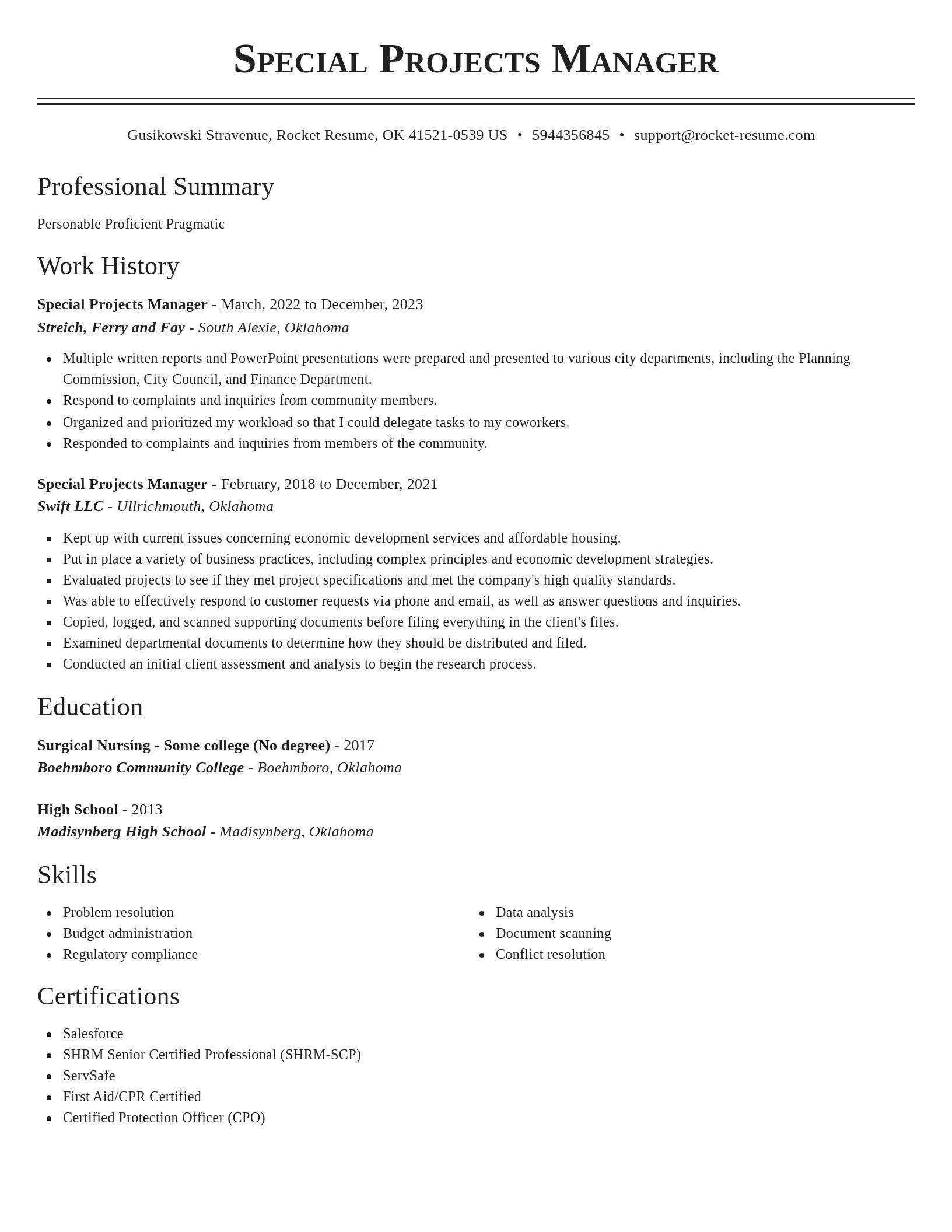Classic resume template