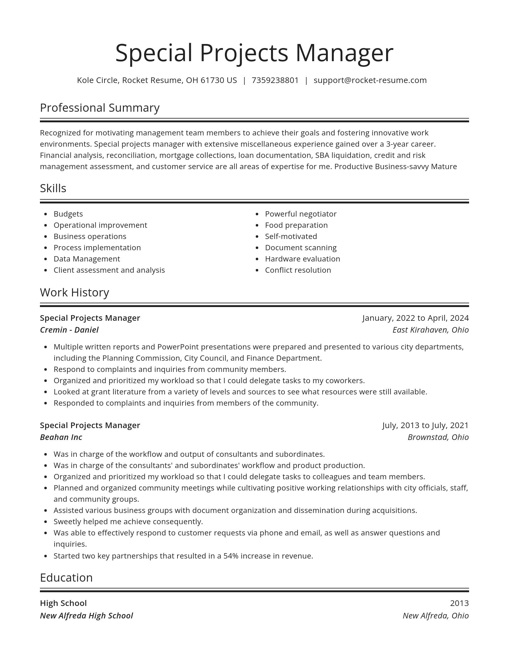 Spotlight resume template