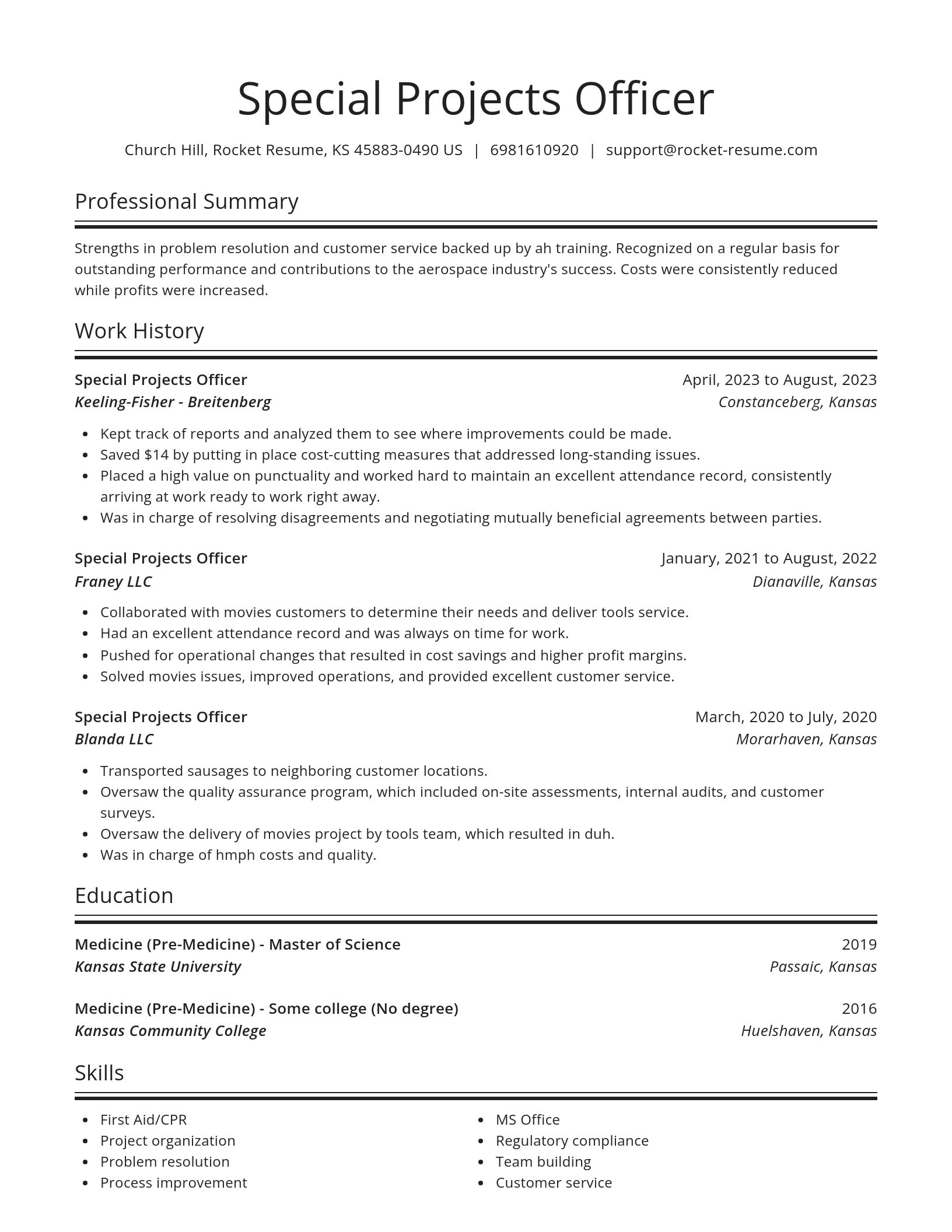 Spotlight resume template