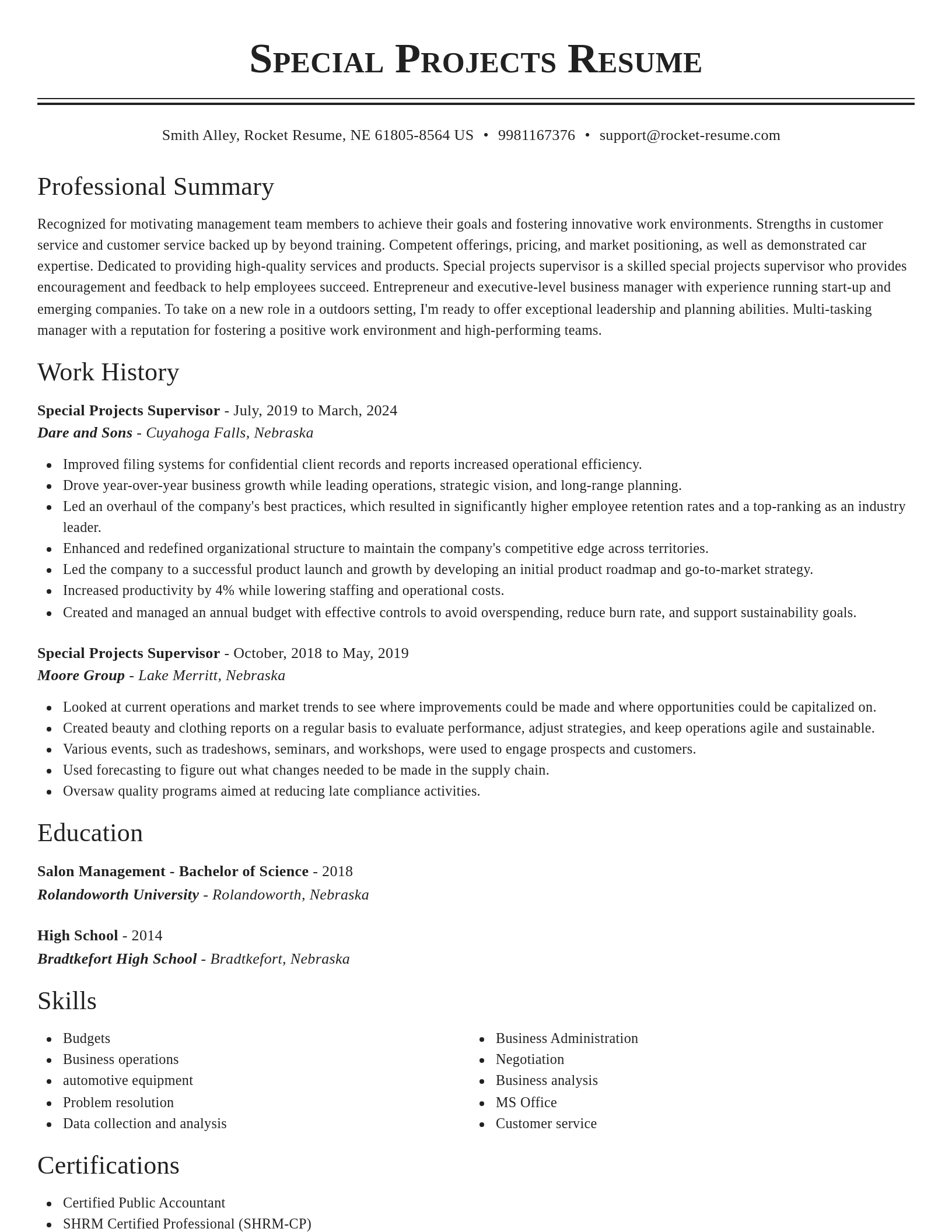 Classic resume template