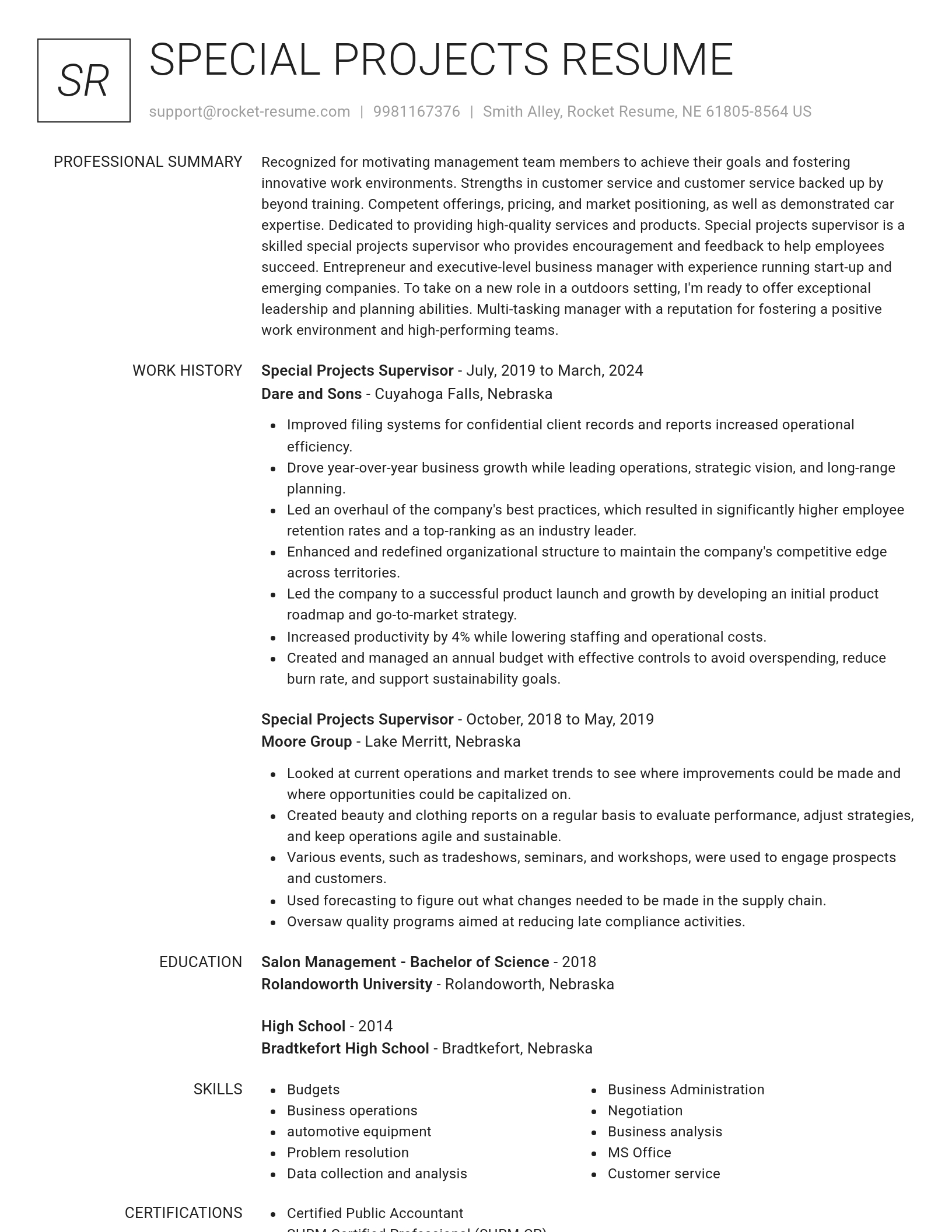 Renowned resume template