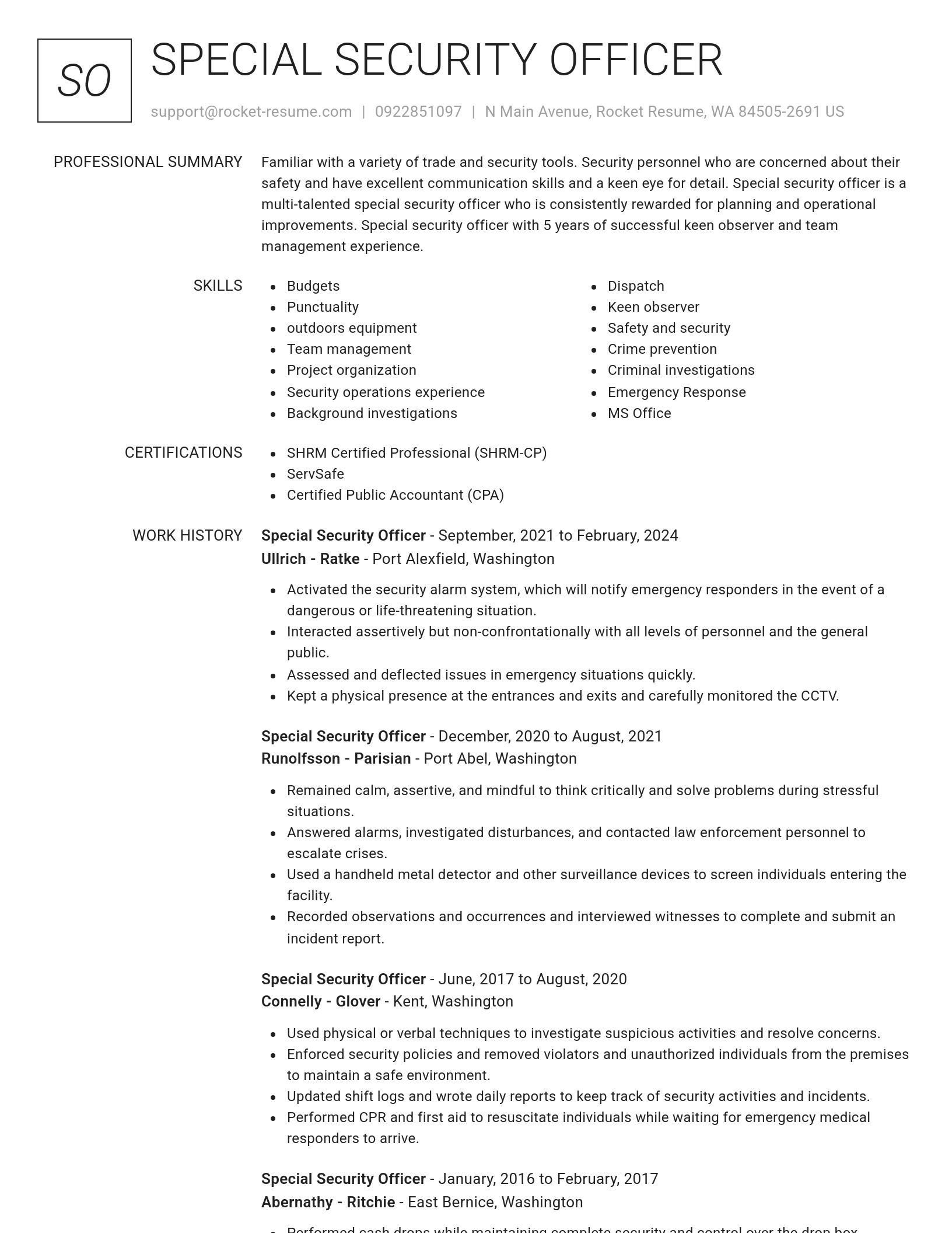 Renowned resume template