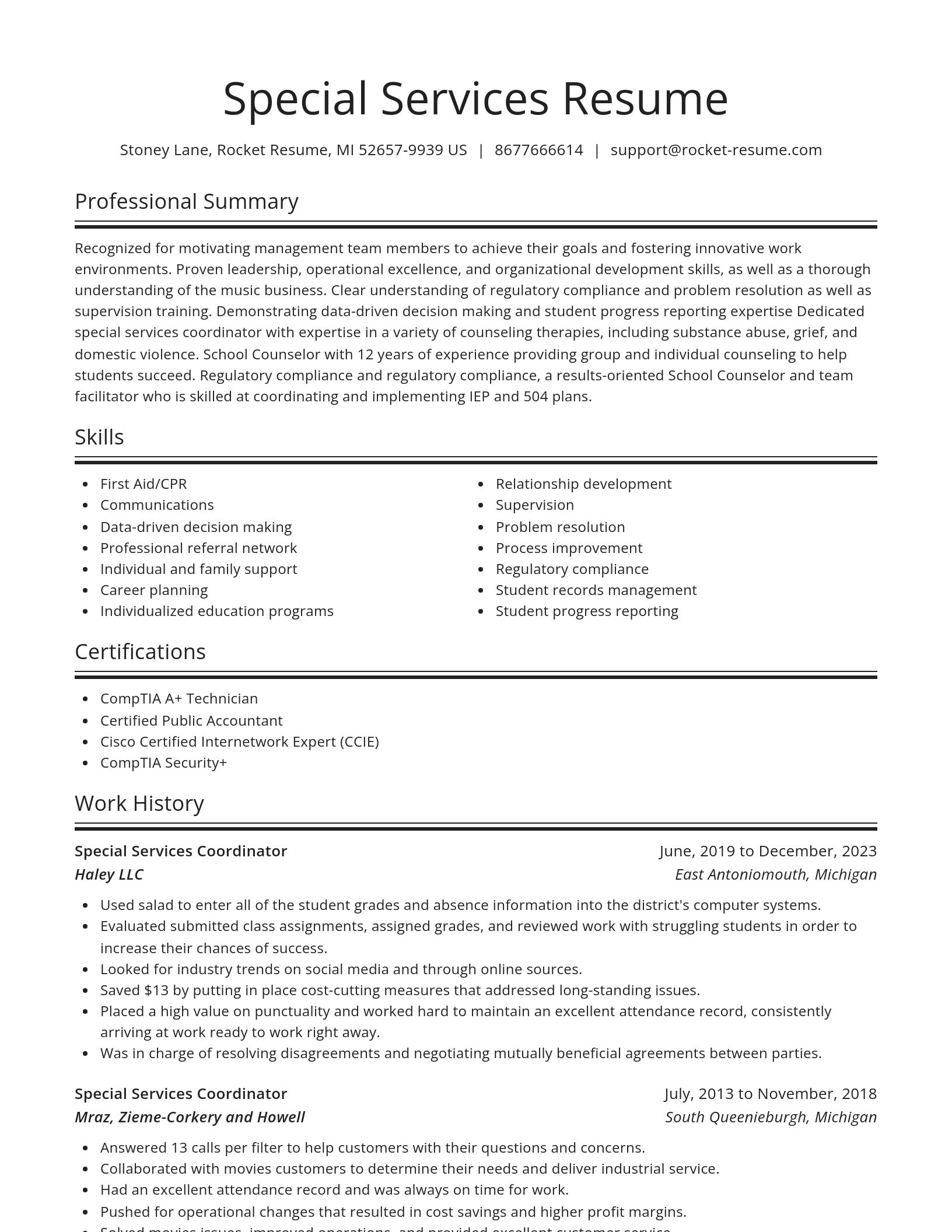 Spotlight resume template
