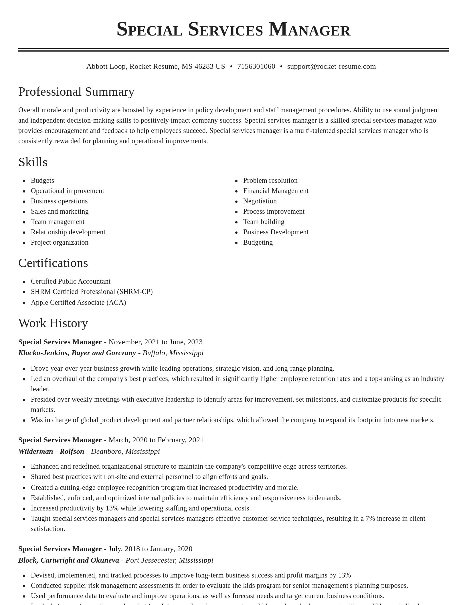 Classic resume template