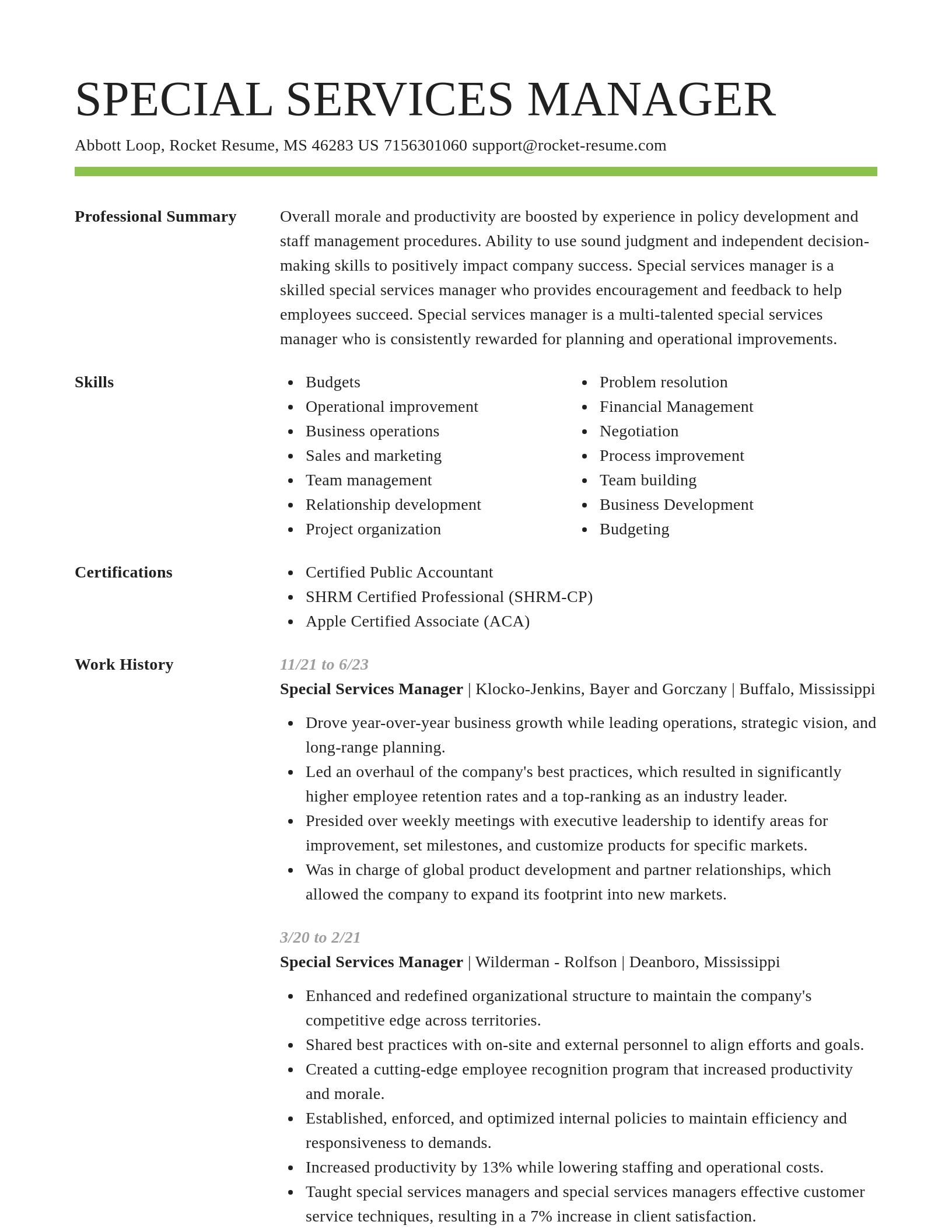 Smart resume template