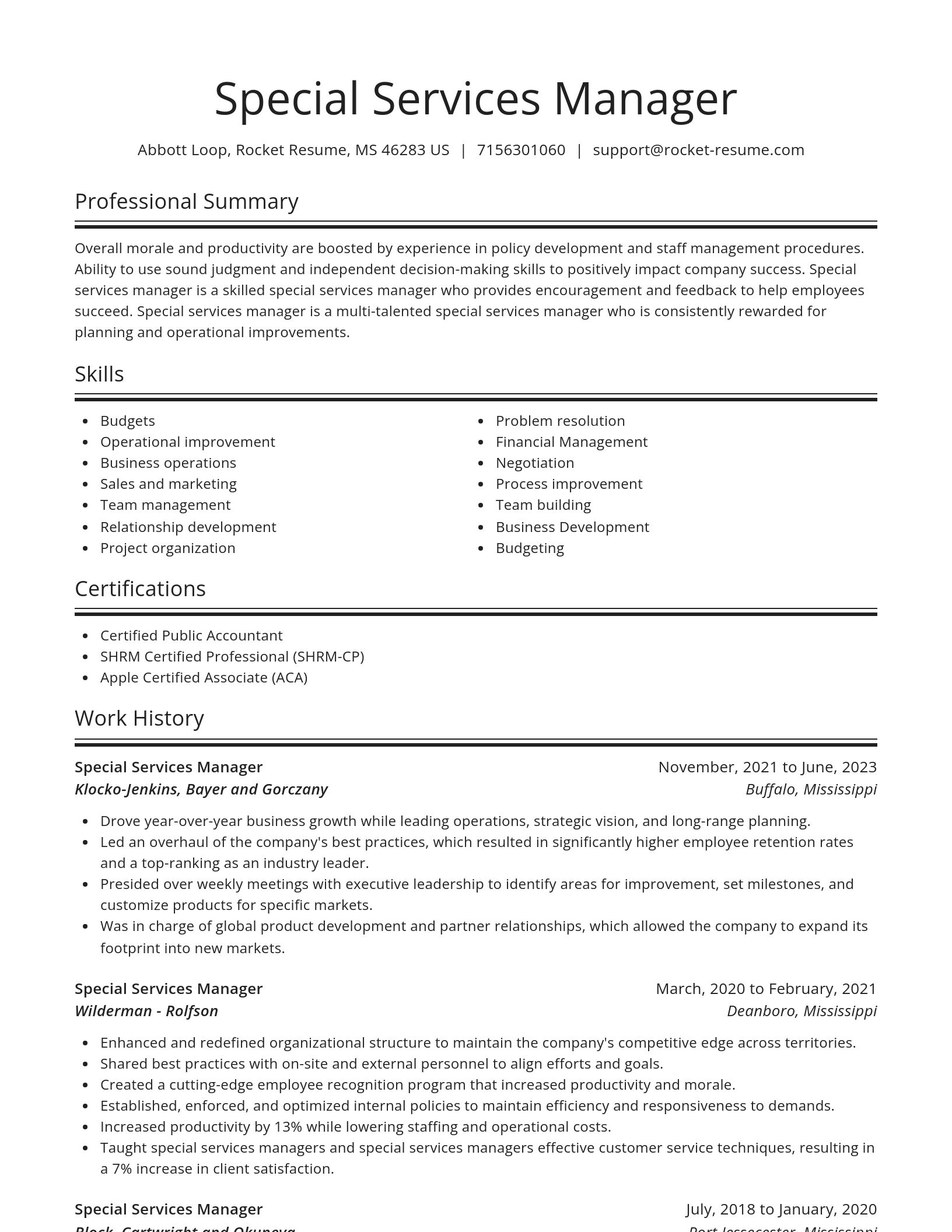Spotlight resume template