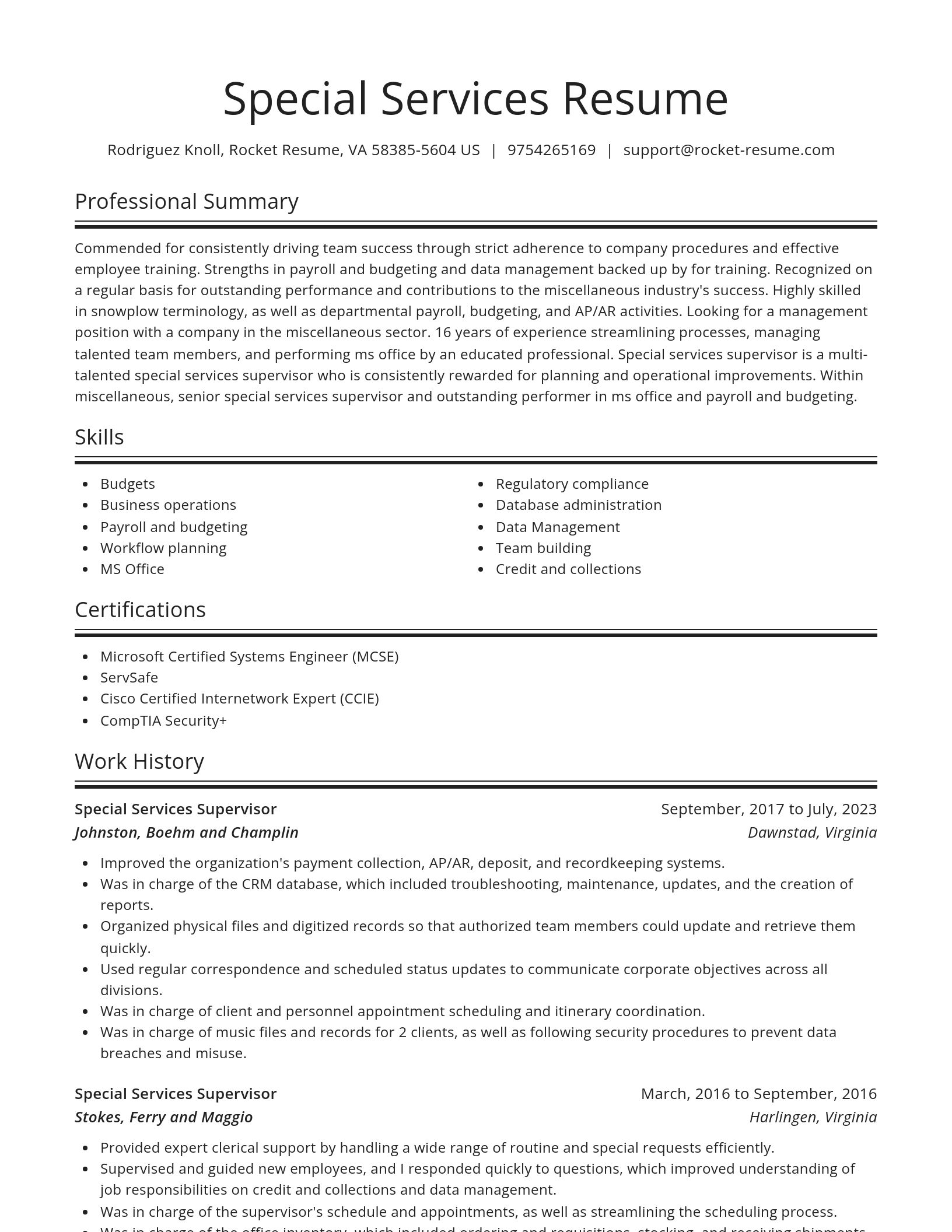 Spotlight resume template
