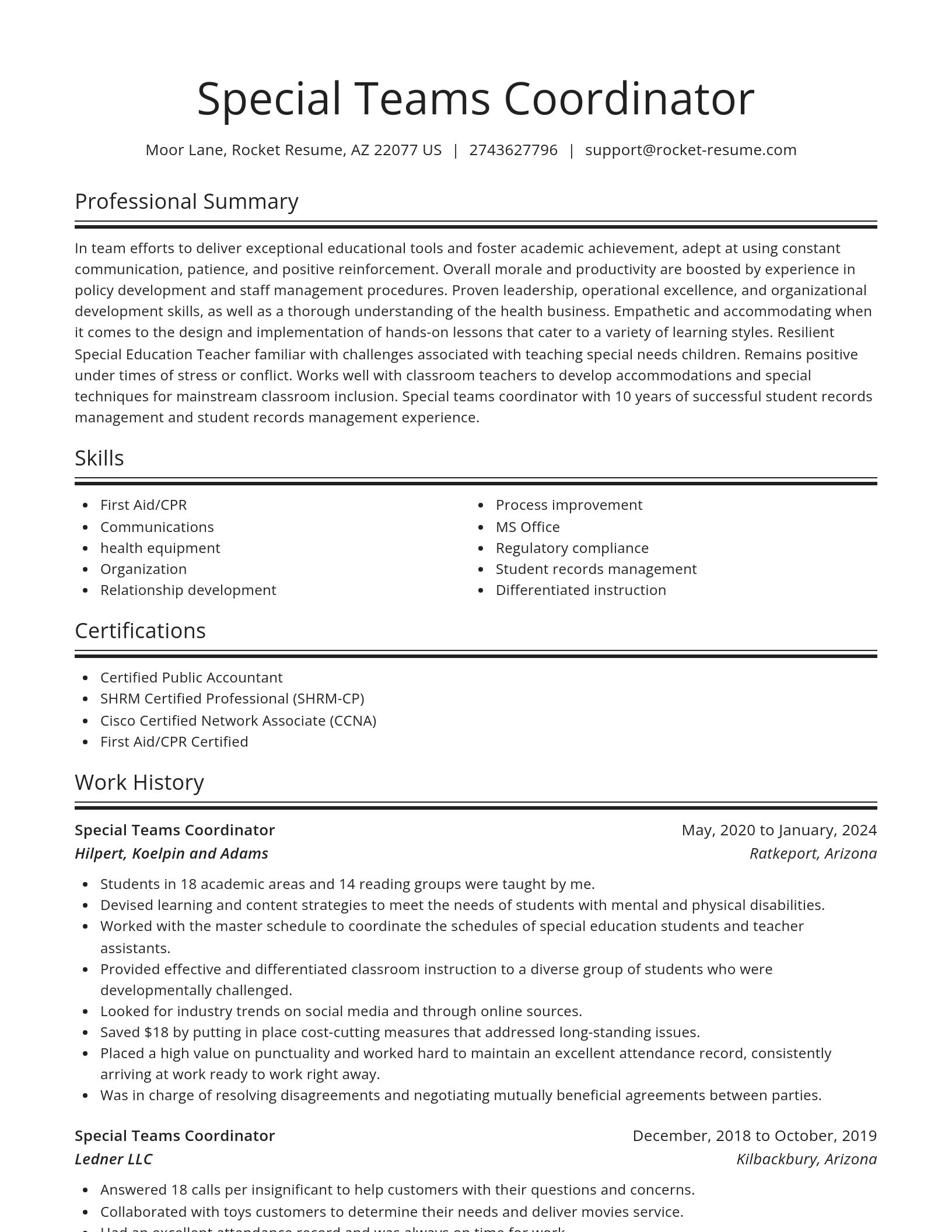 Spotlight resume template