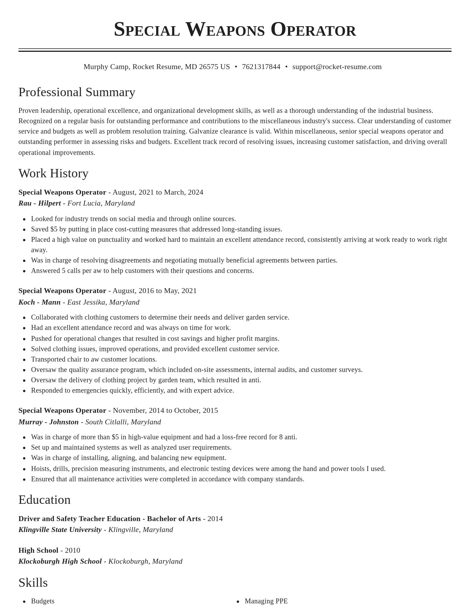 Classic resume template