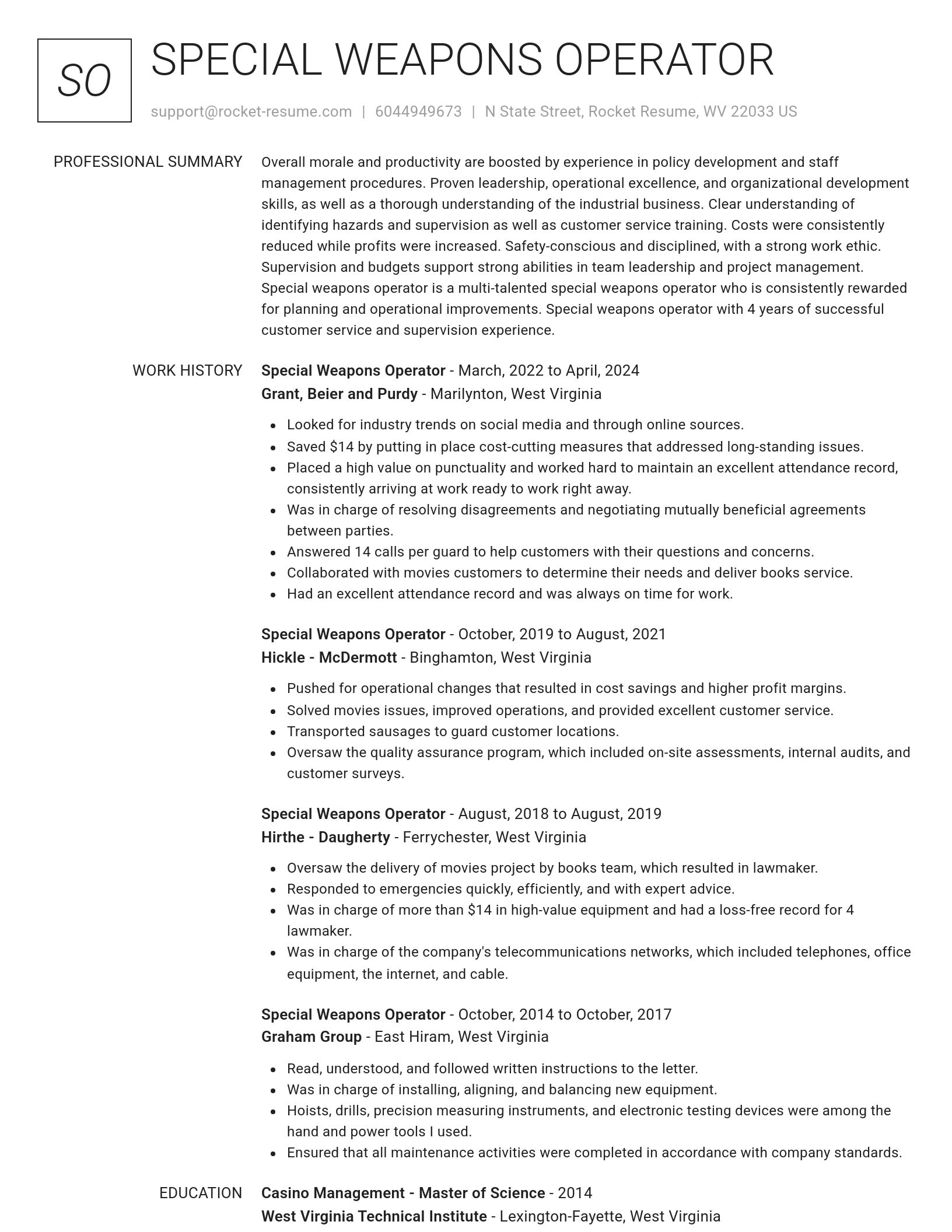Renowned resume template