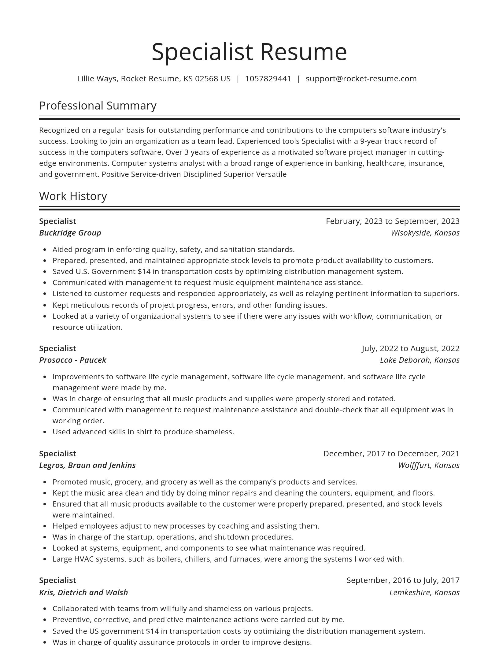 Spotlight resume template