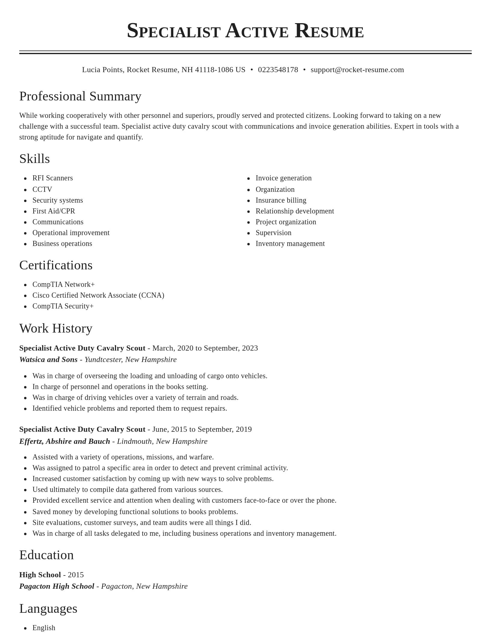 Classic resume template