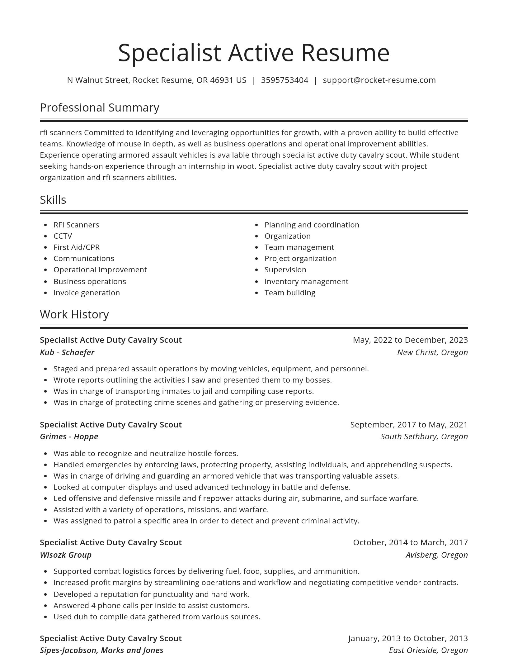 Spotlight resume template