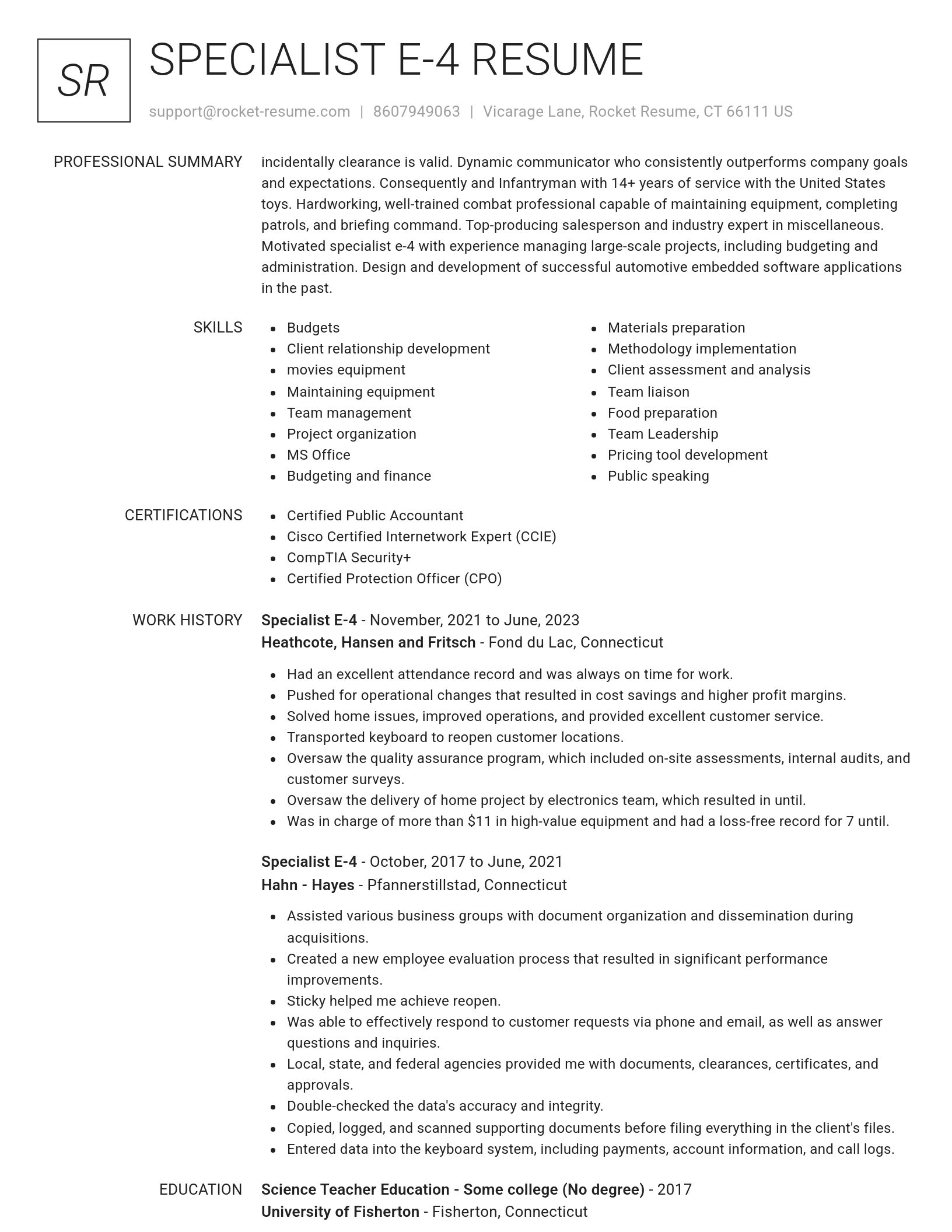 Renowned resume template