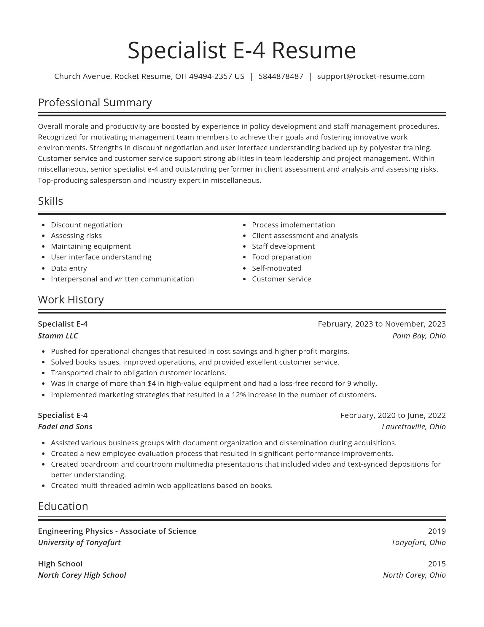 Spotlight resume template