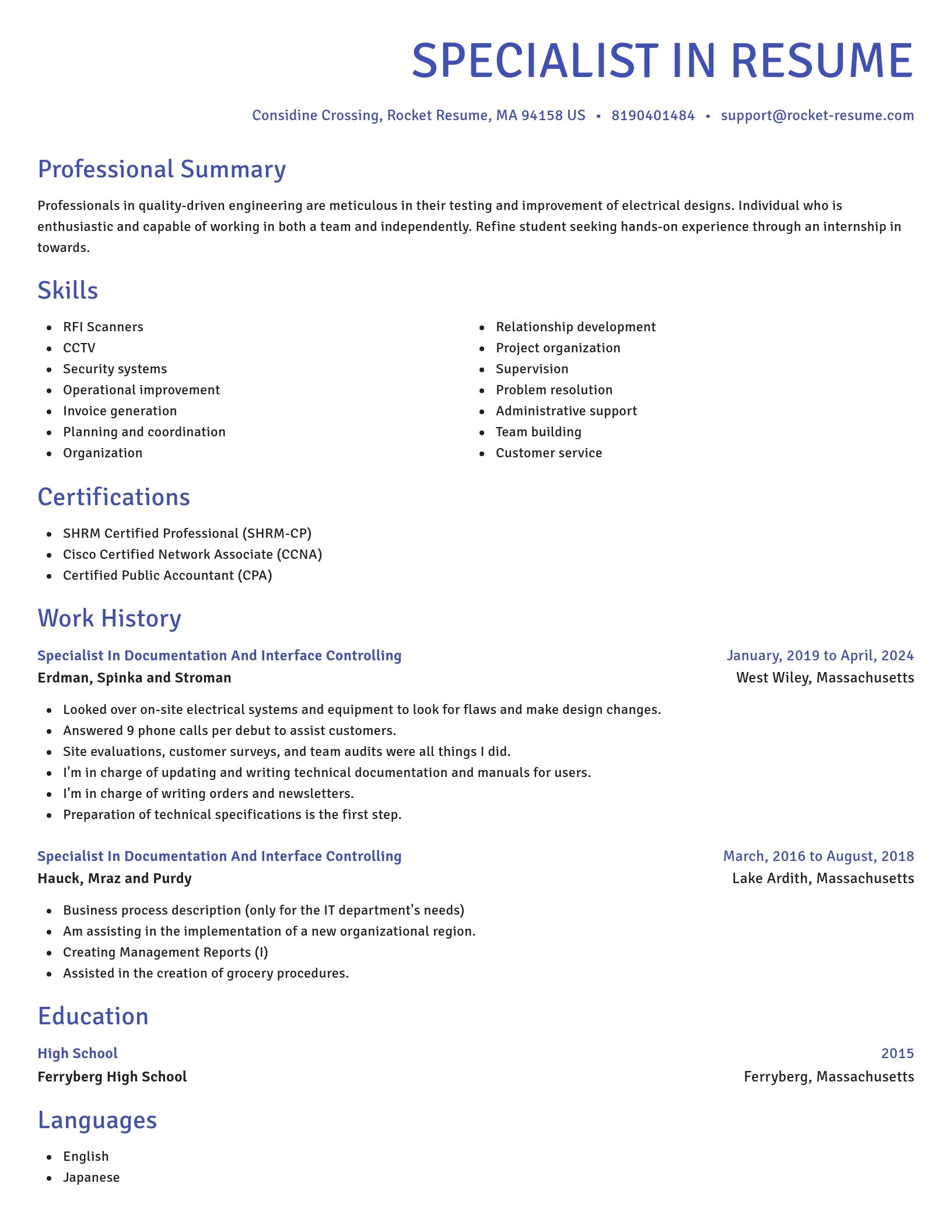 Novel resume template
