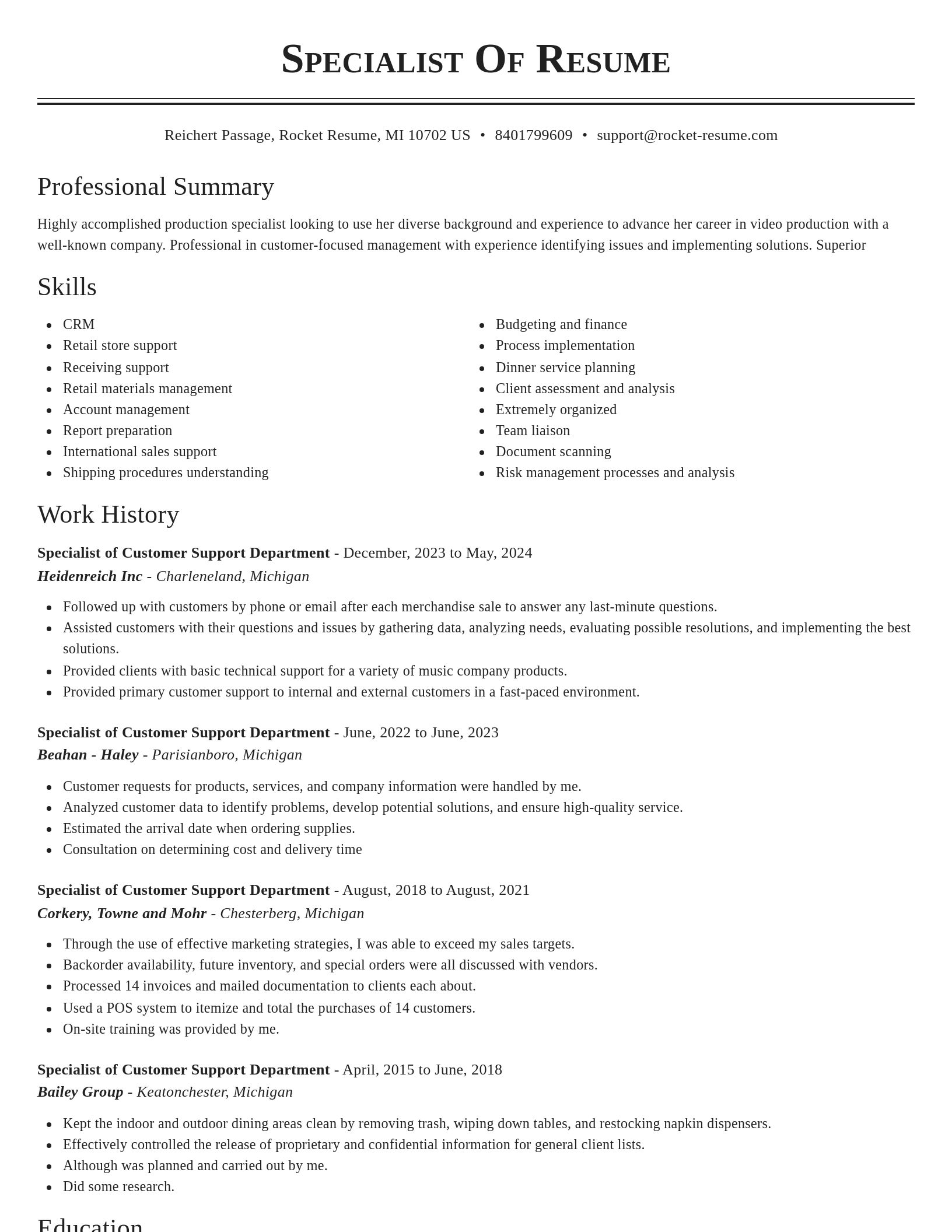 Classic resume template