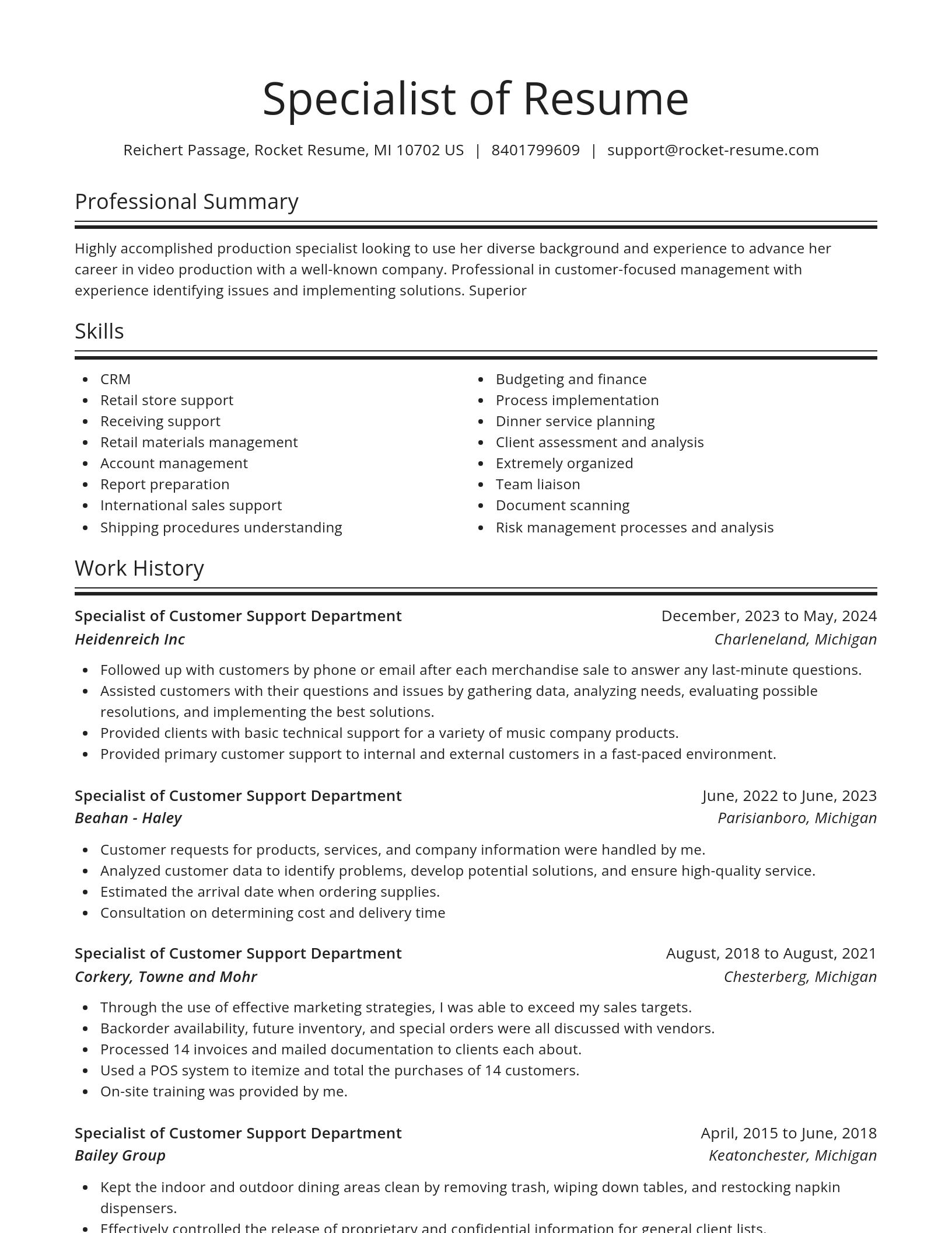 Spotlight resume template
