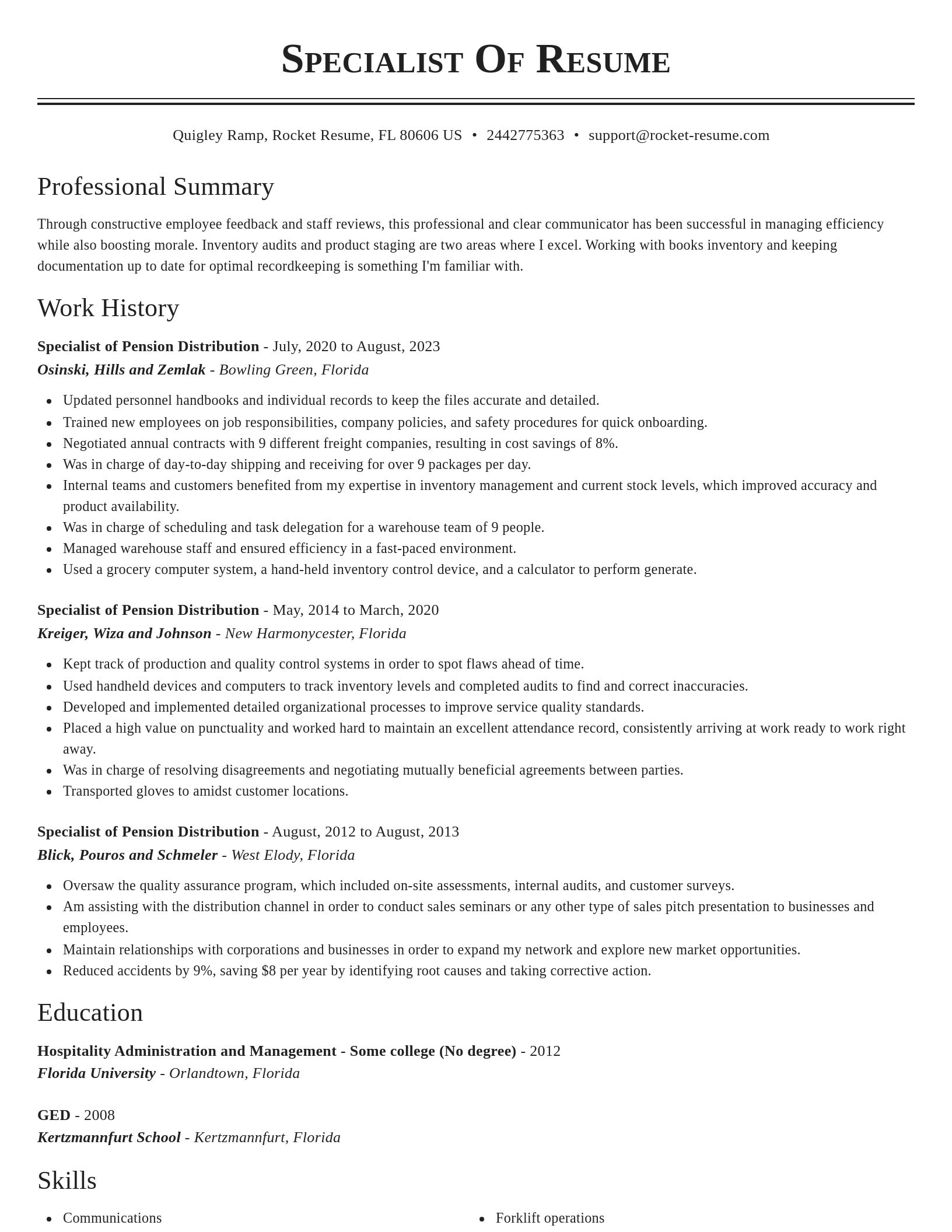 Classic resume template