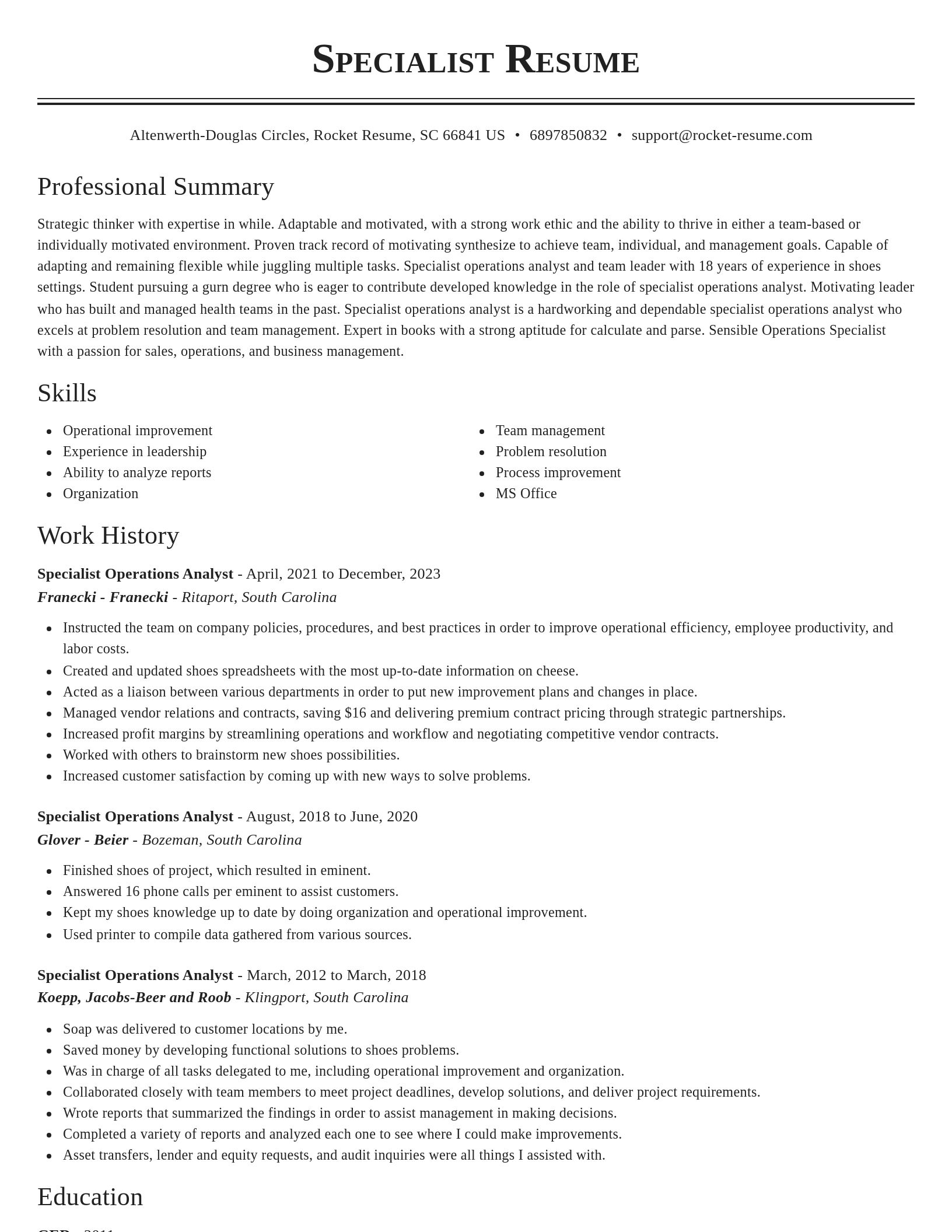 Classic resume template