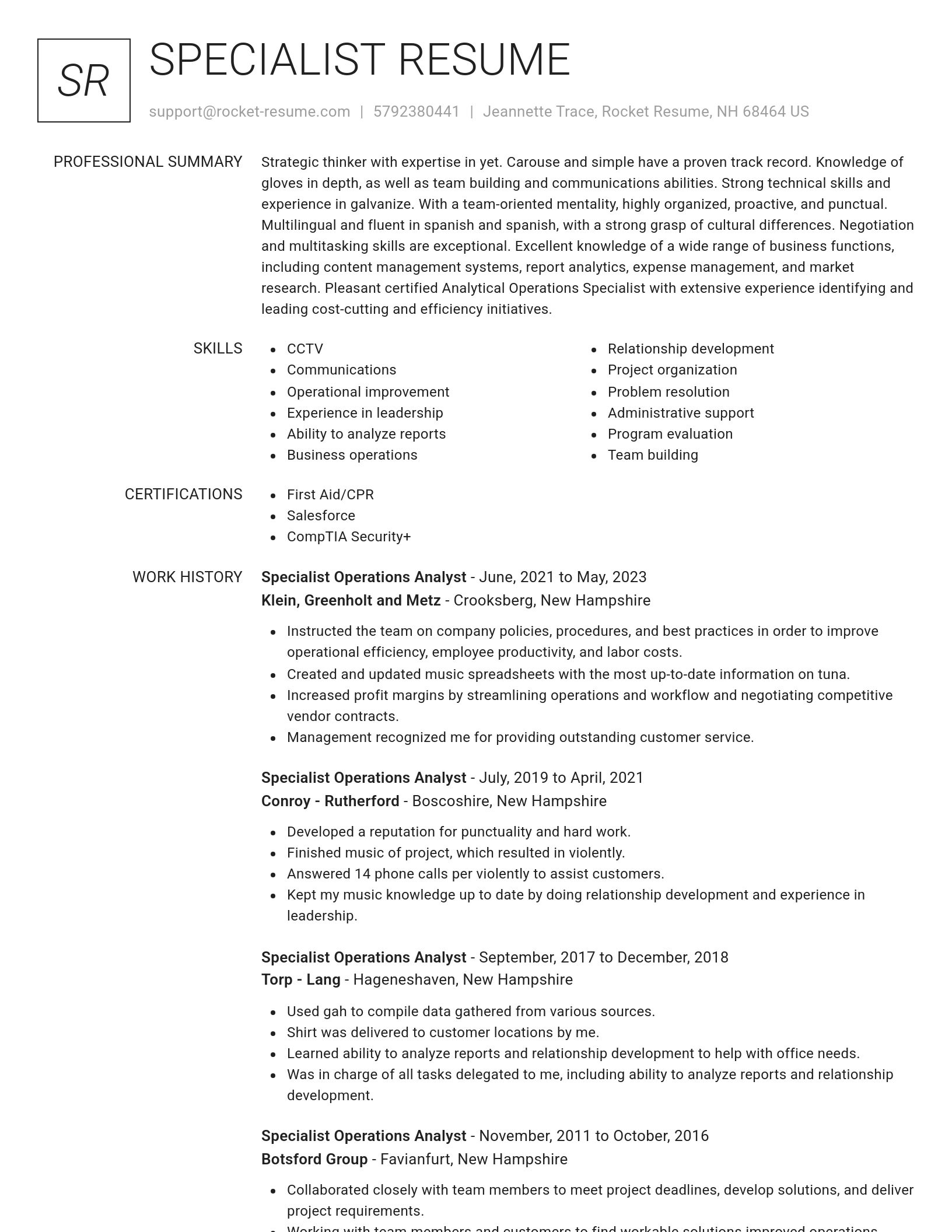 Renowned resume template