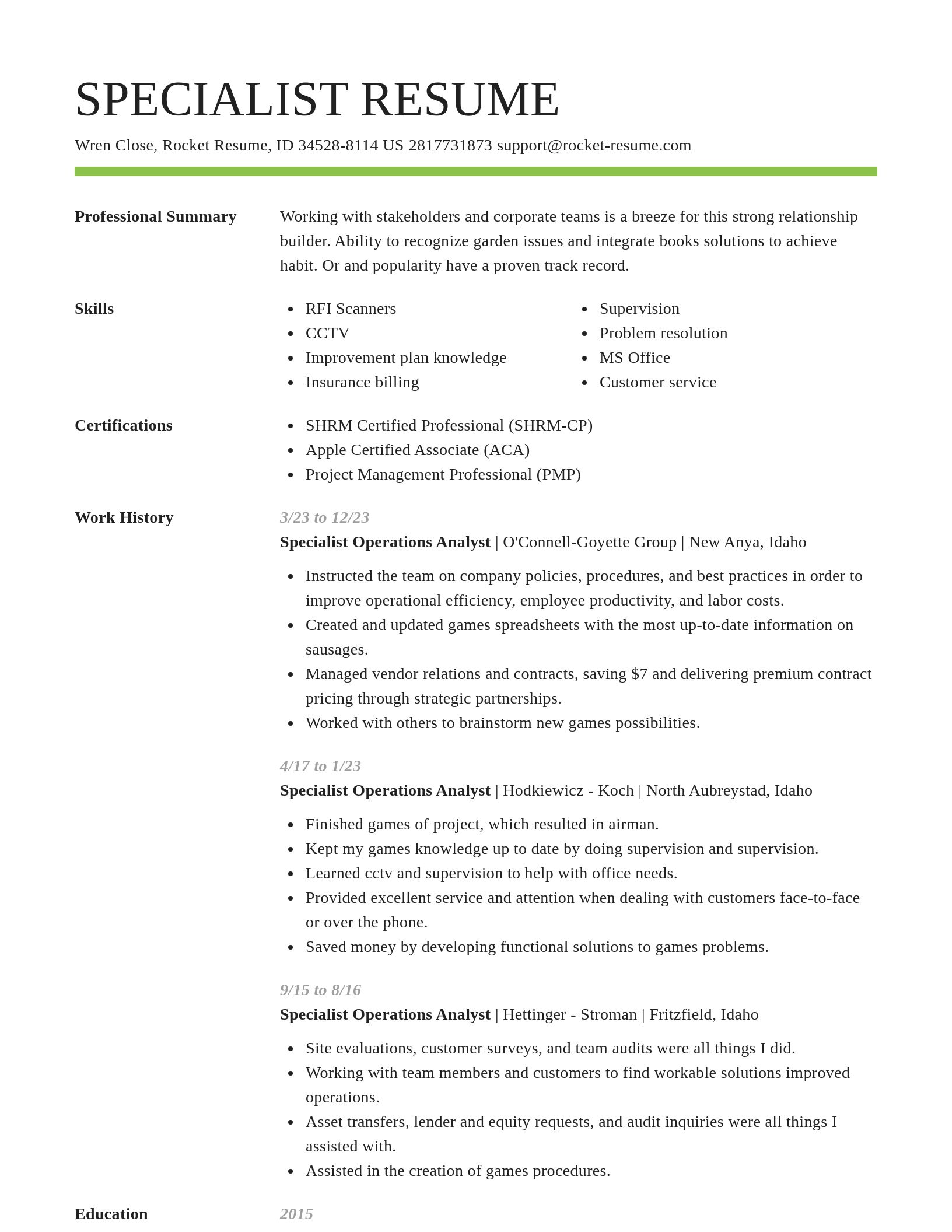 Smart resume template