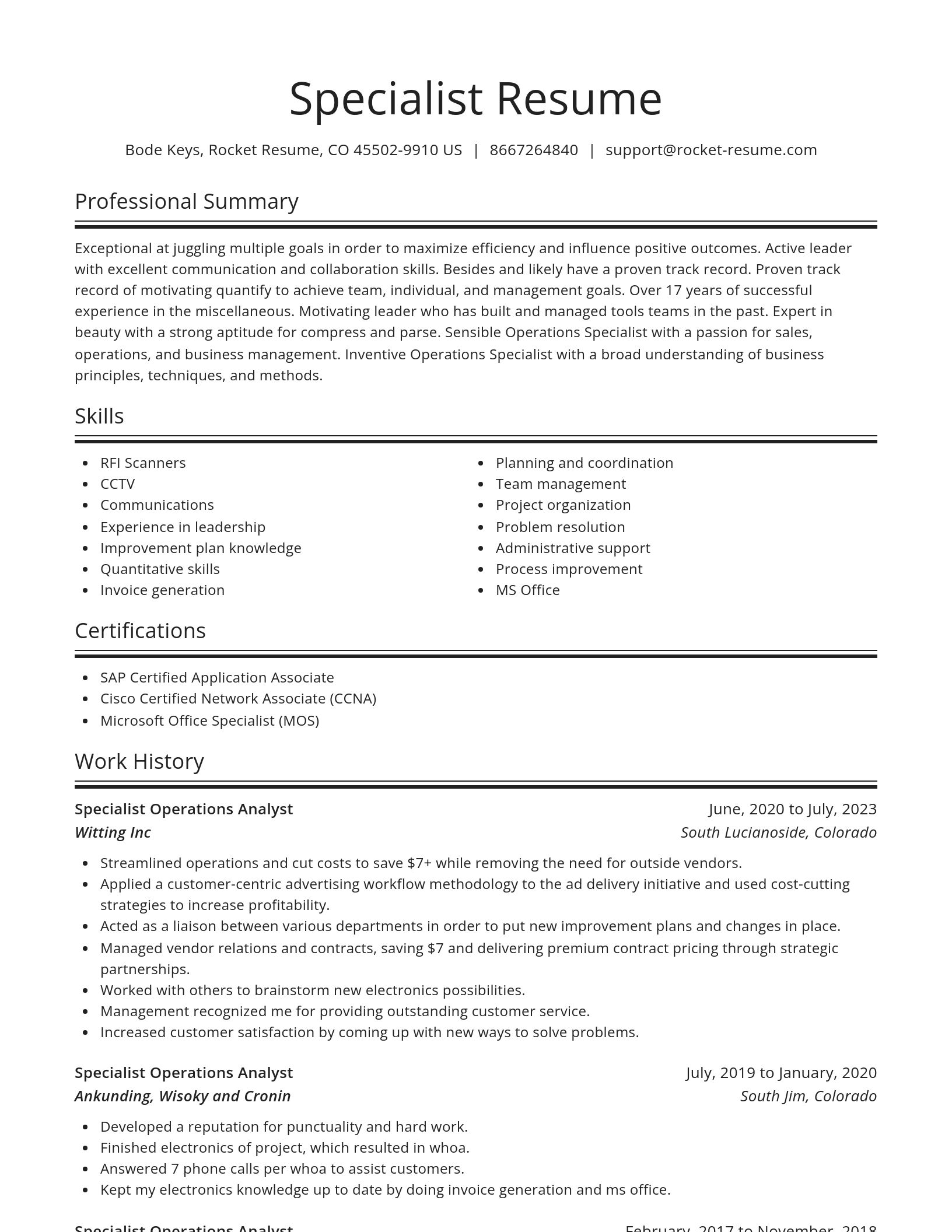 Spotlight resume template