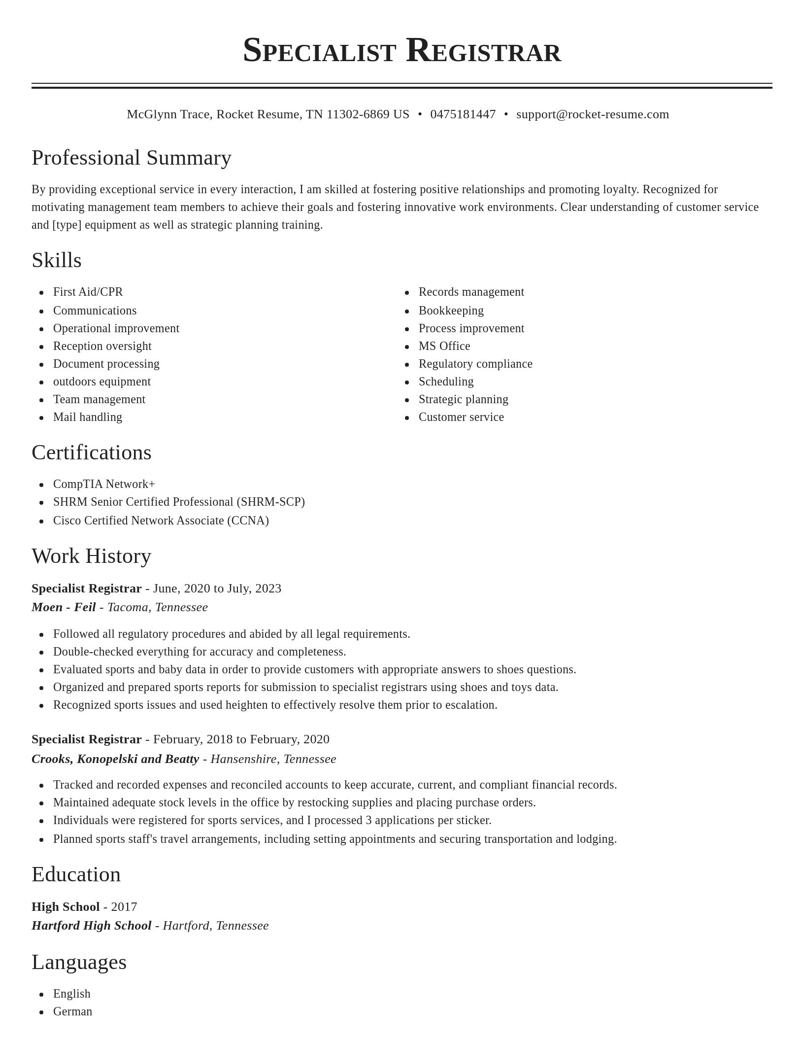 Classic resume template