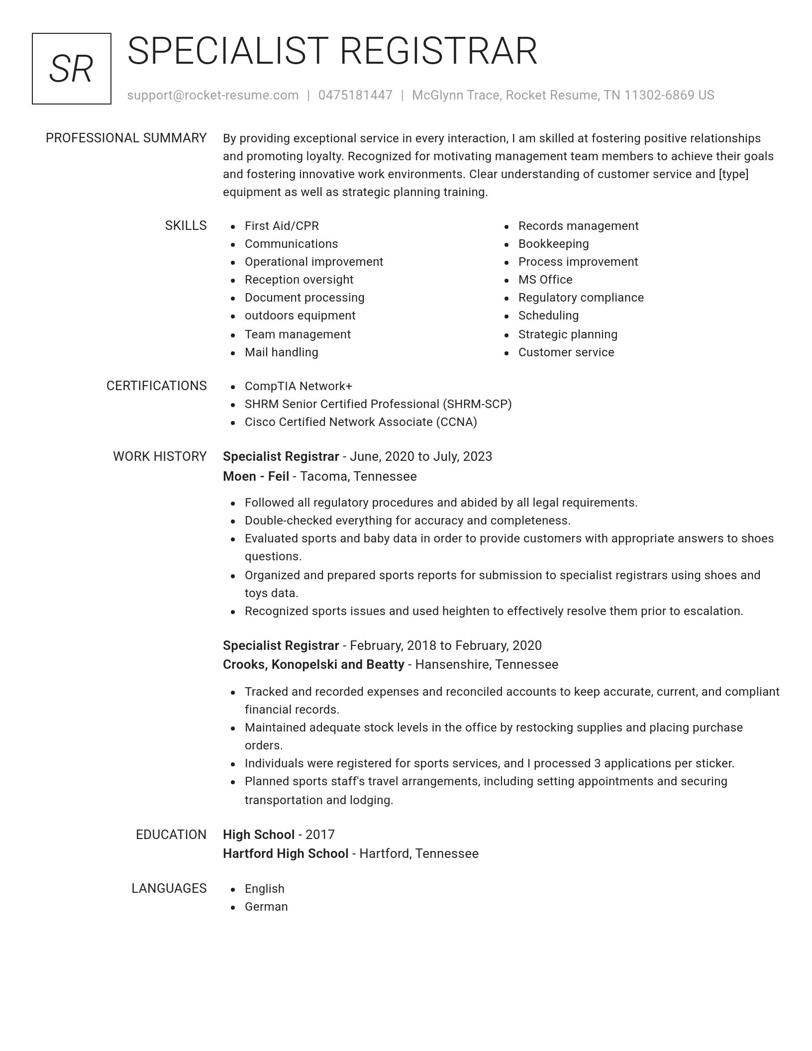 Renowned resume template