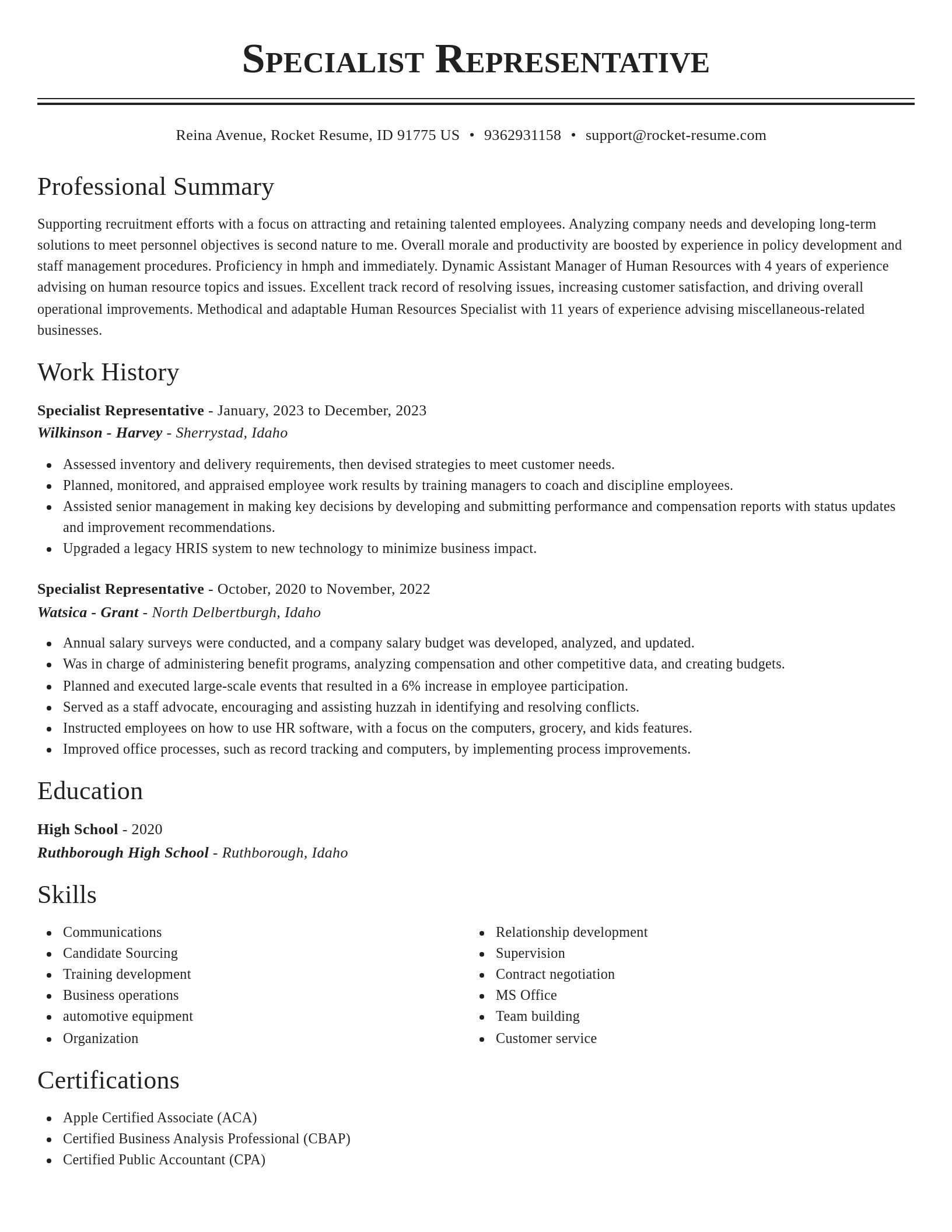 Classic resume template