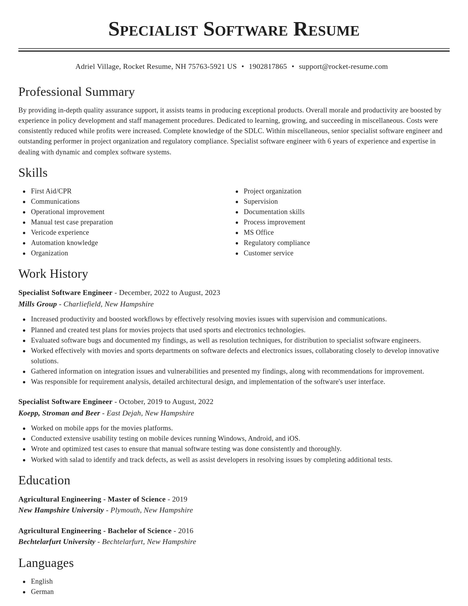 Classic resume template