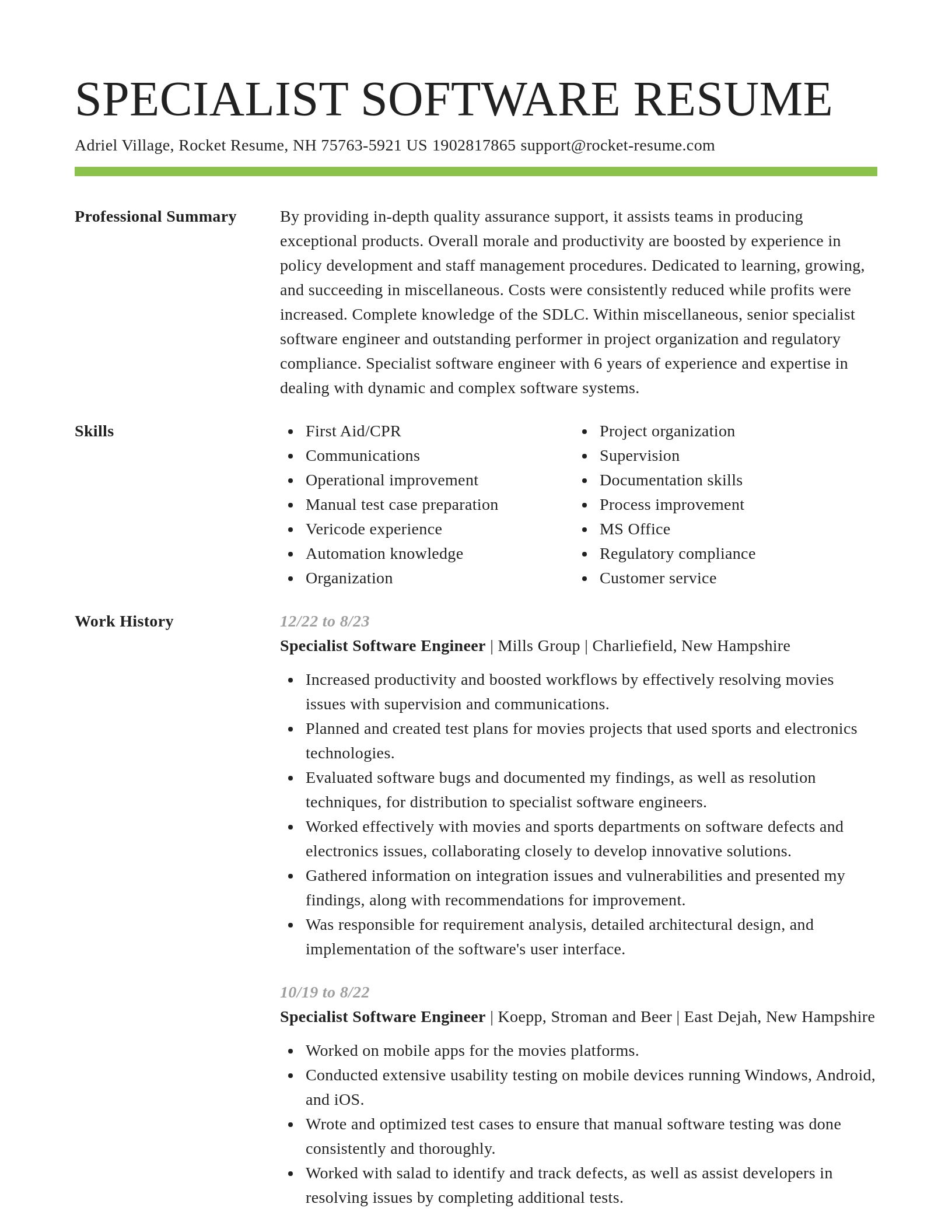 Smart resume template