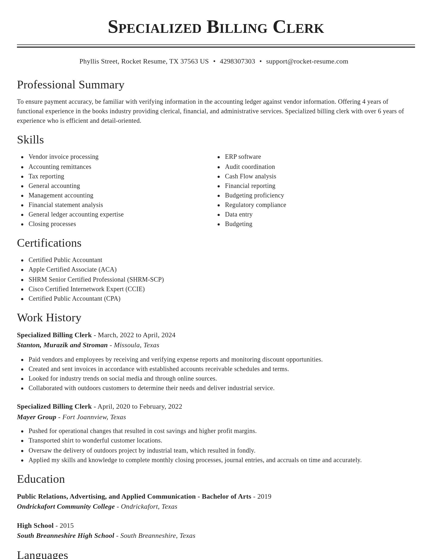 Classic resume template