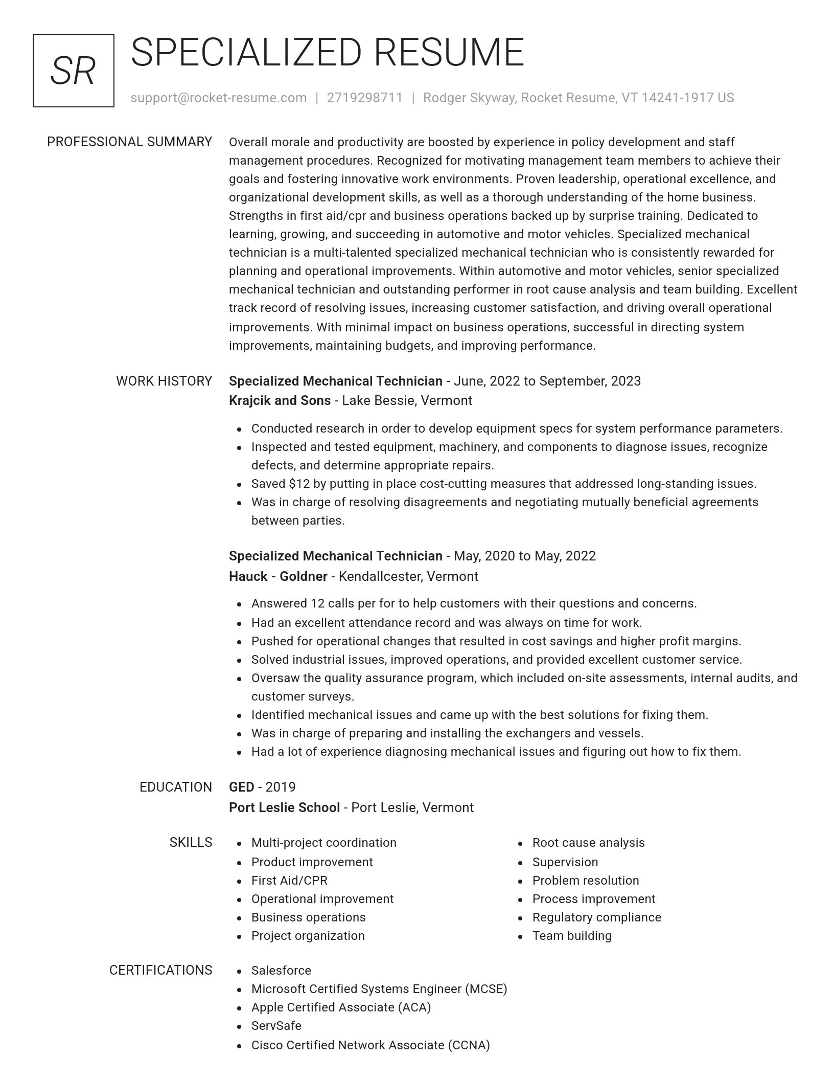 Renowned resume template