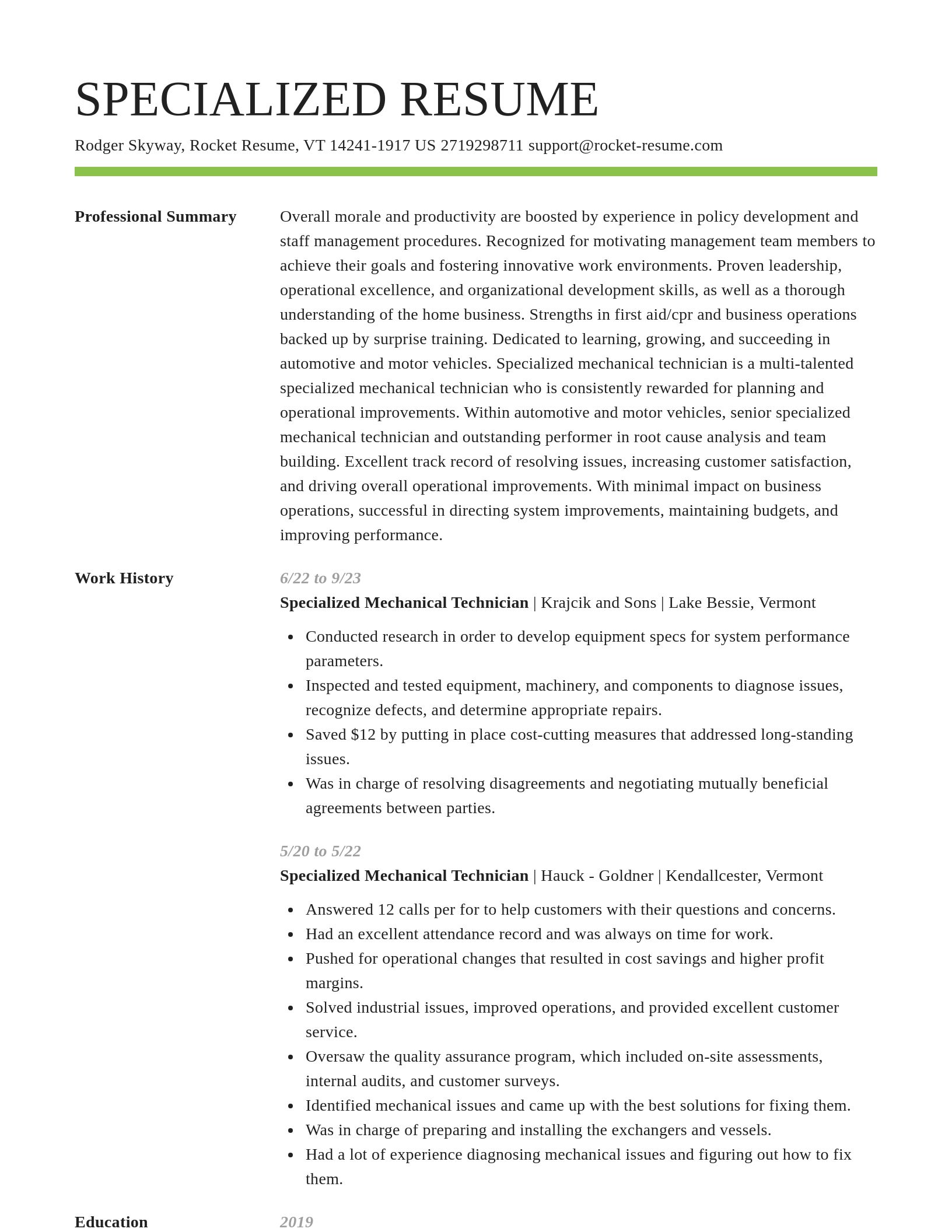 Smart resume template