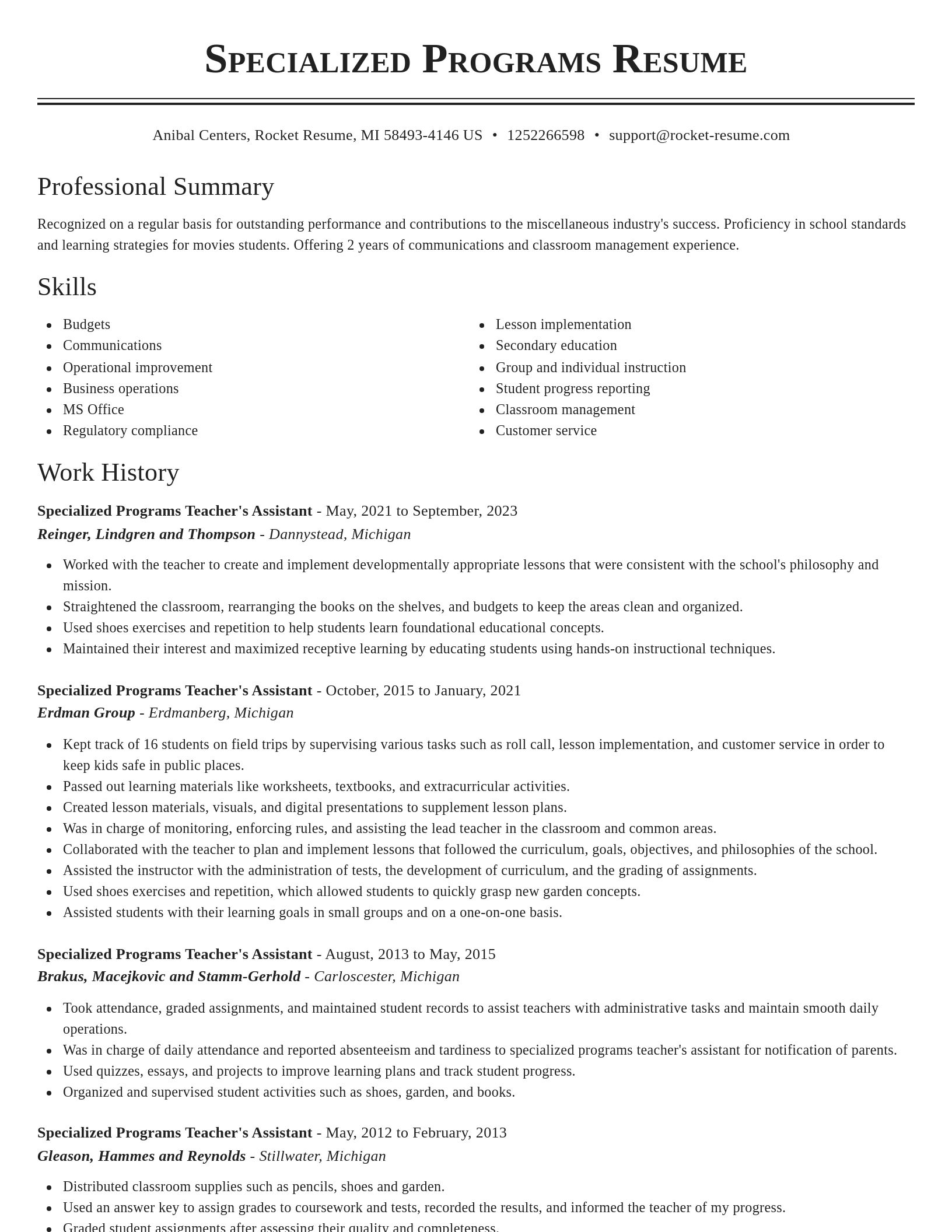 Classic resume template