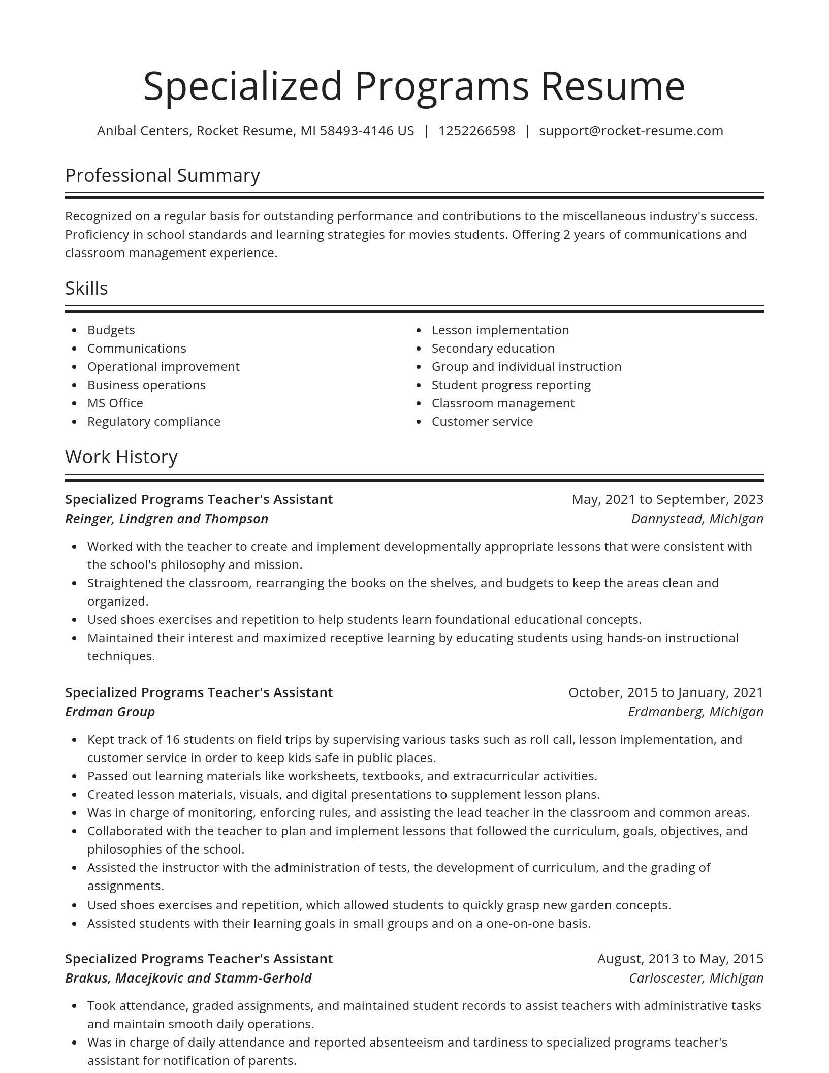 Spotlight resume template
