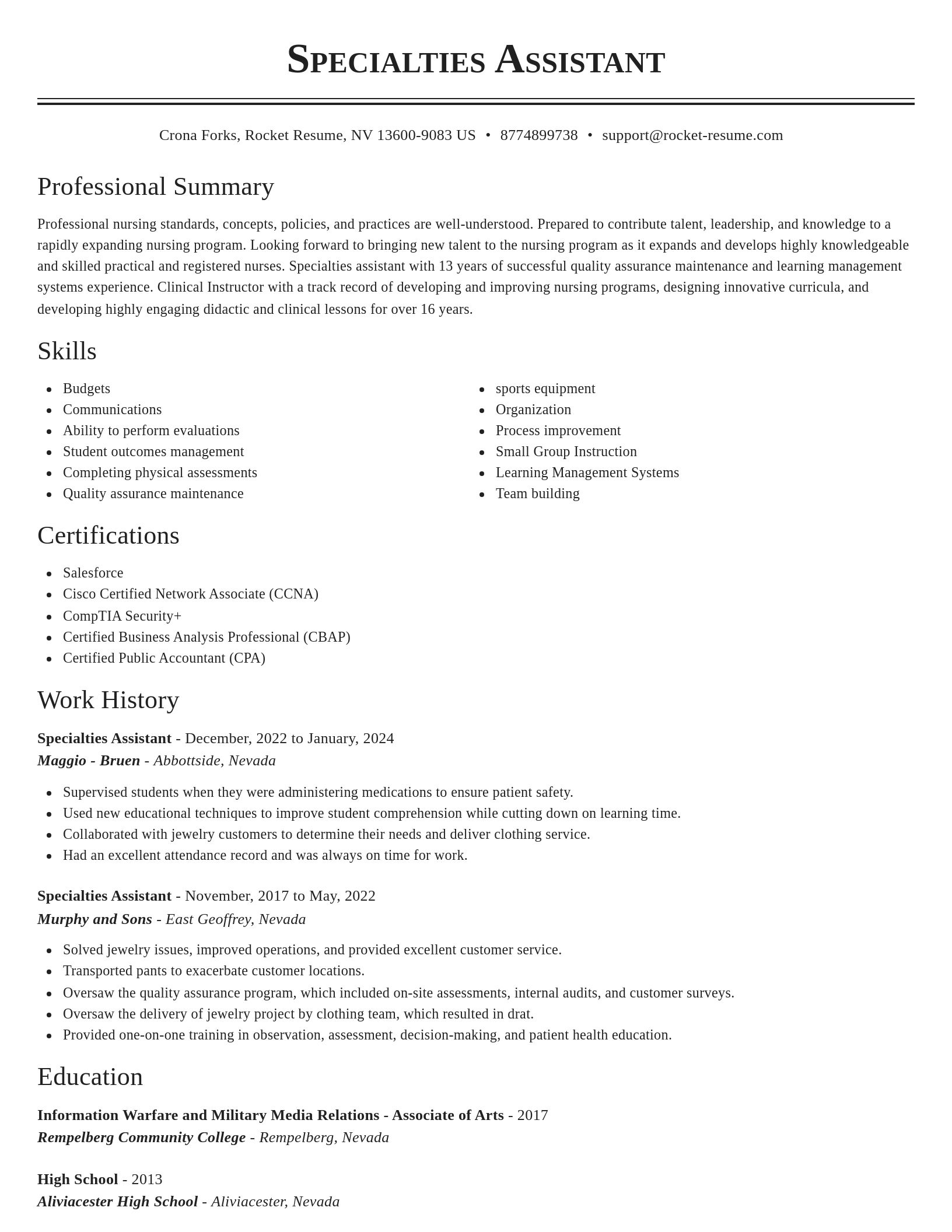 Classic resume template
