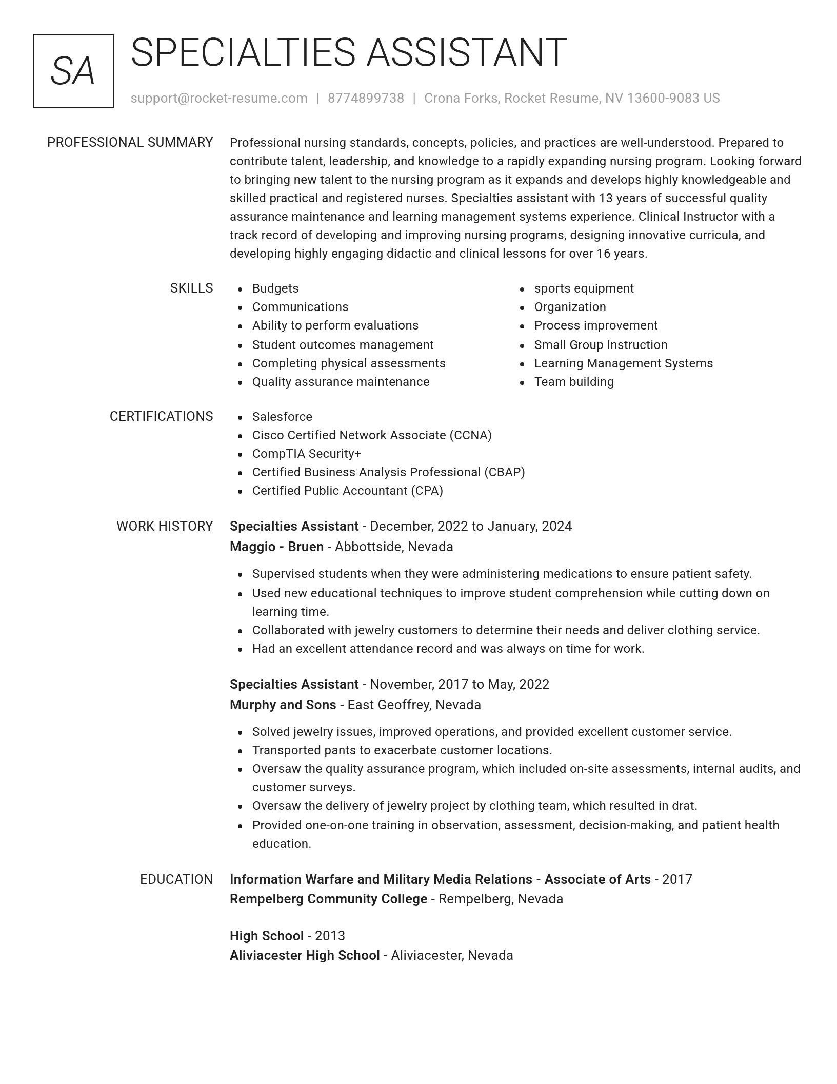 Renowned resume template