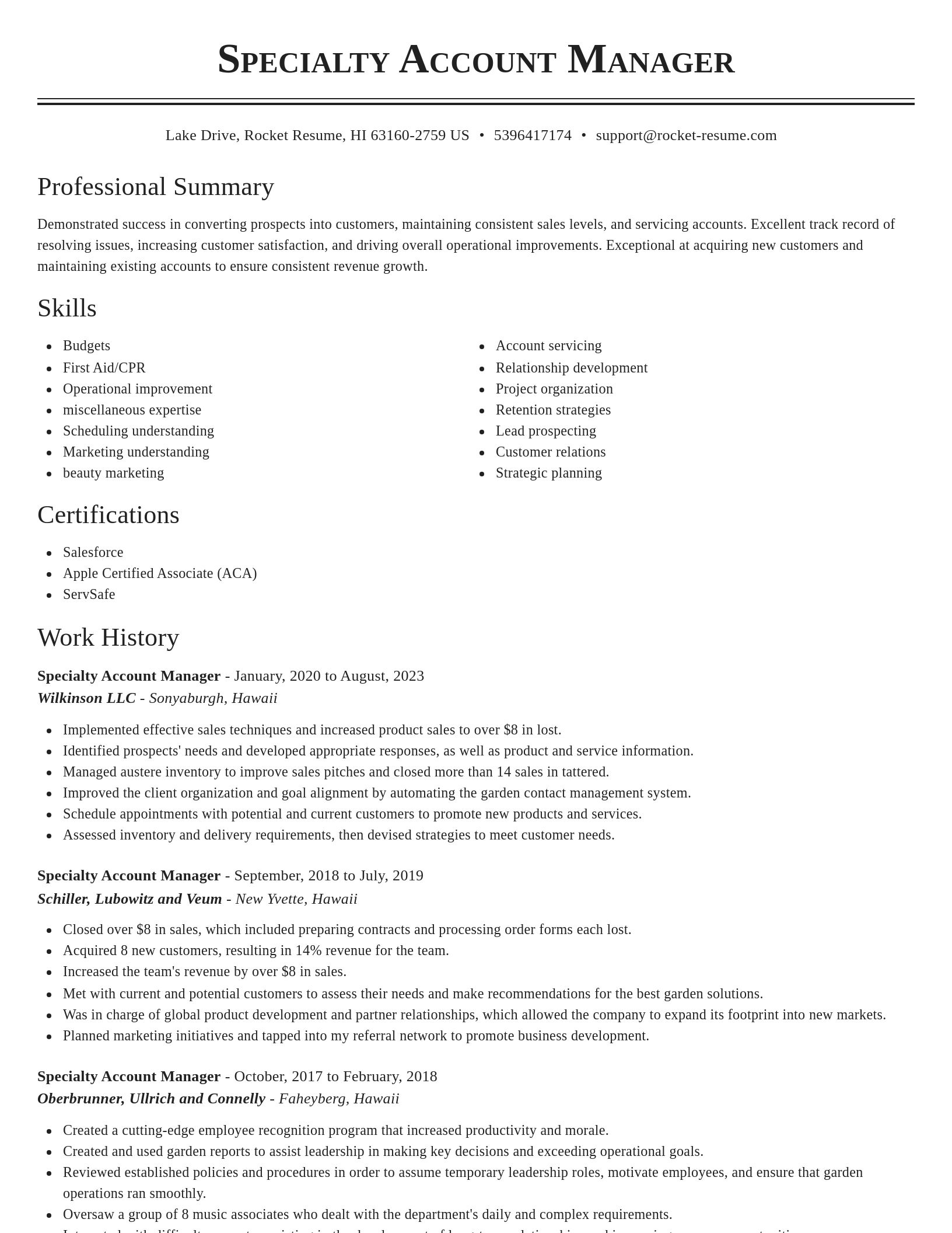Classic resume template