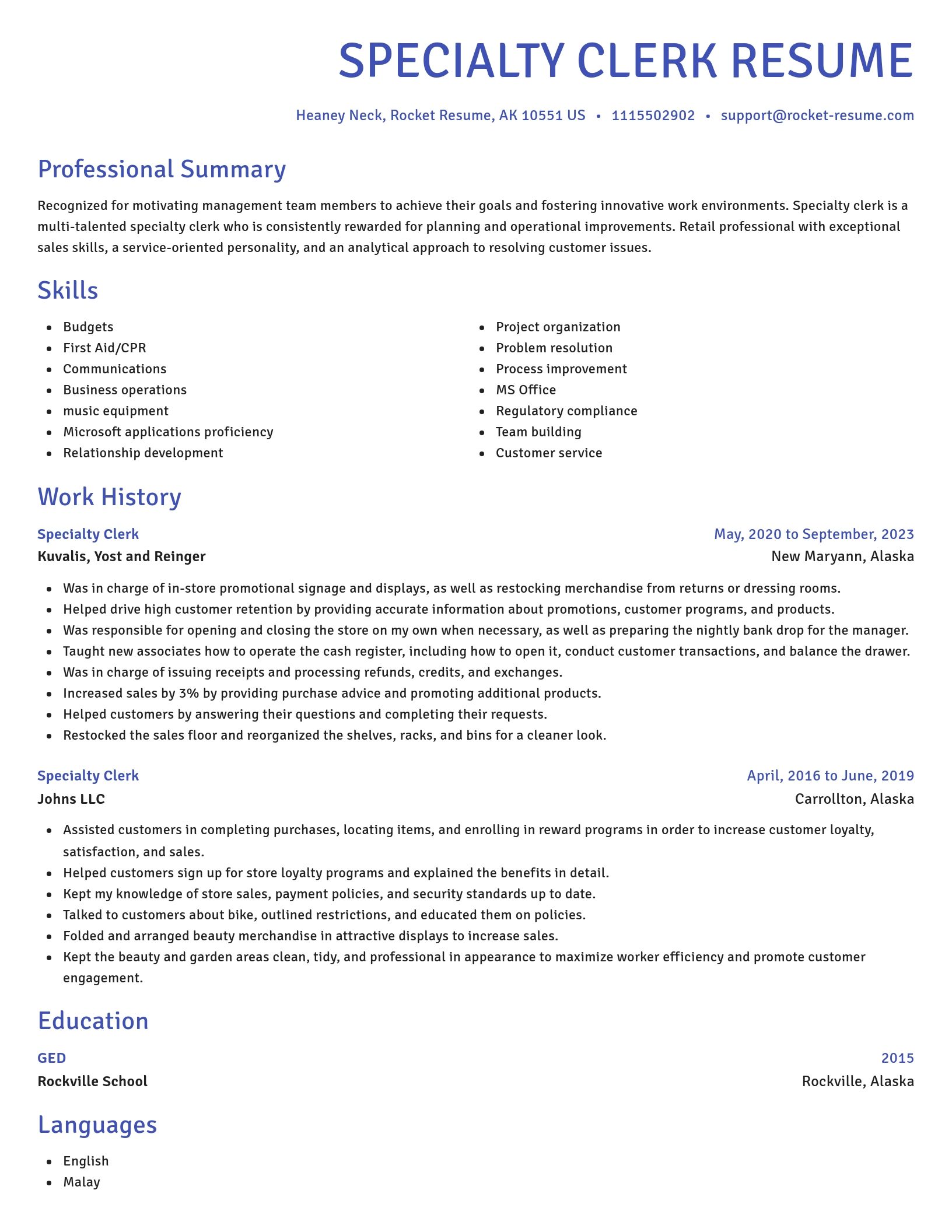 Novel resume template