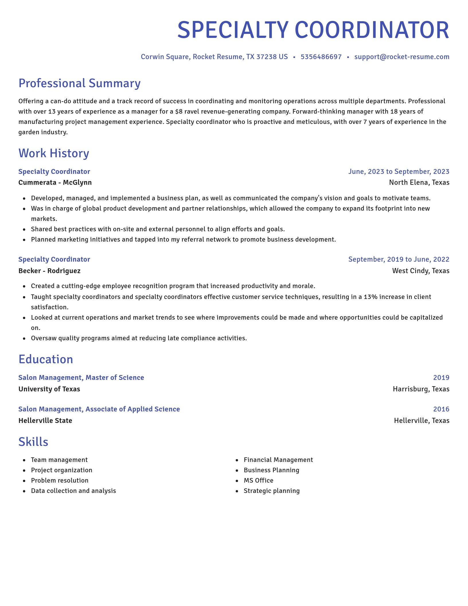 Novel resume template