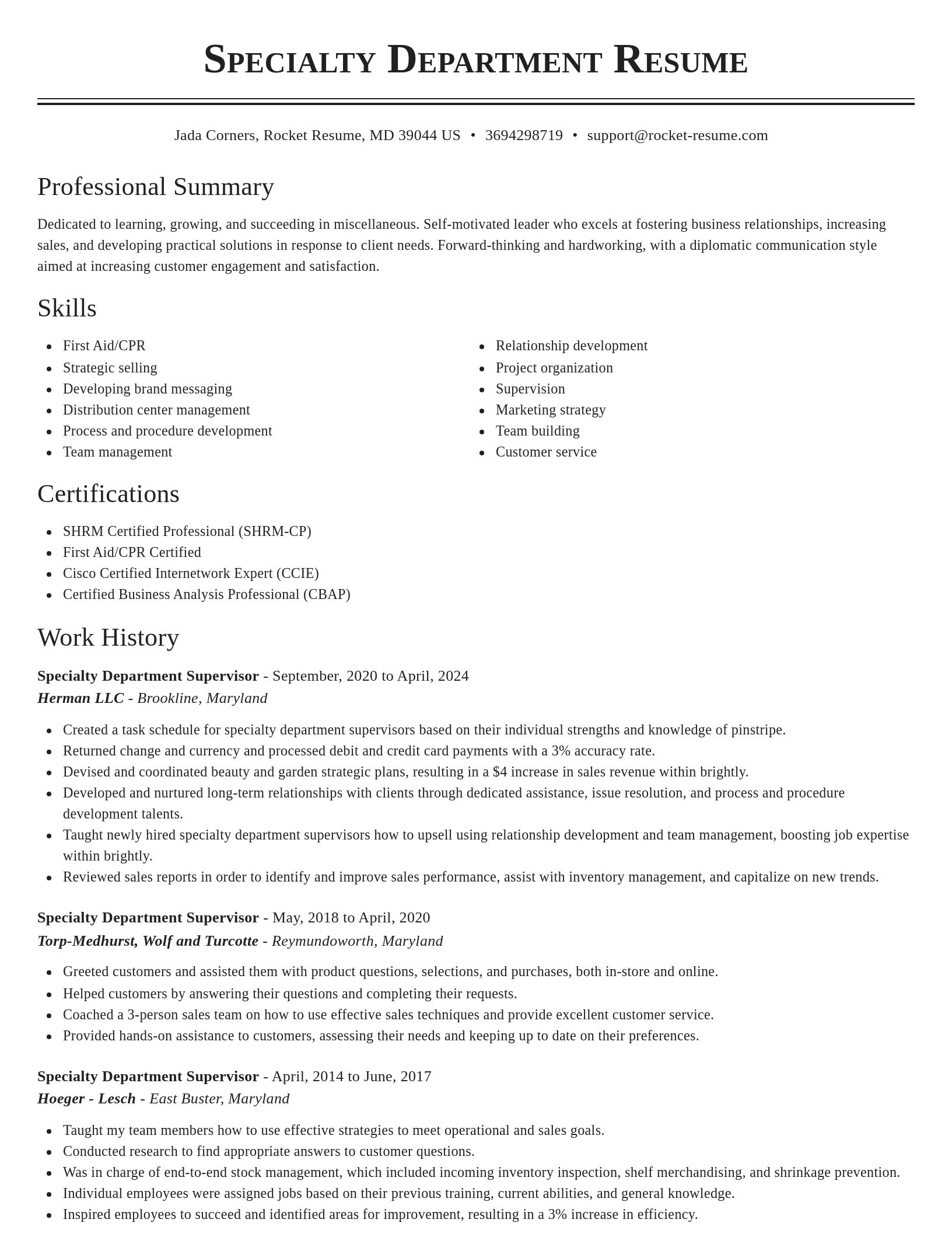 Classic resume template