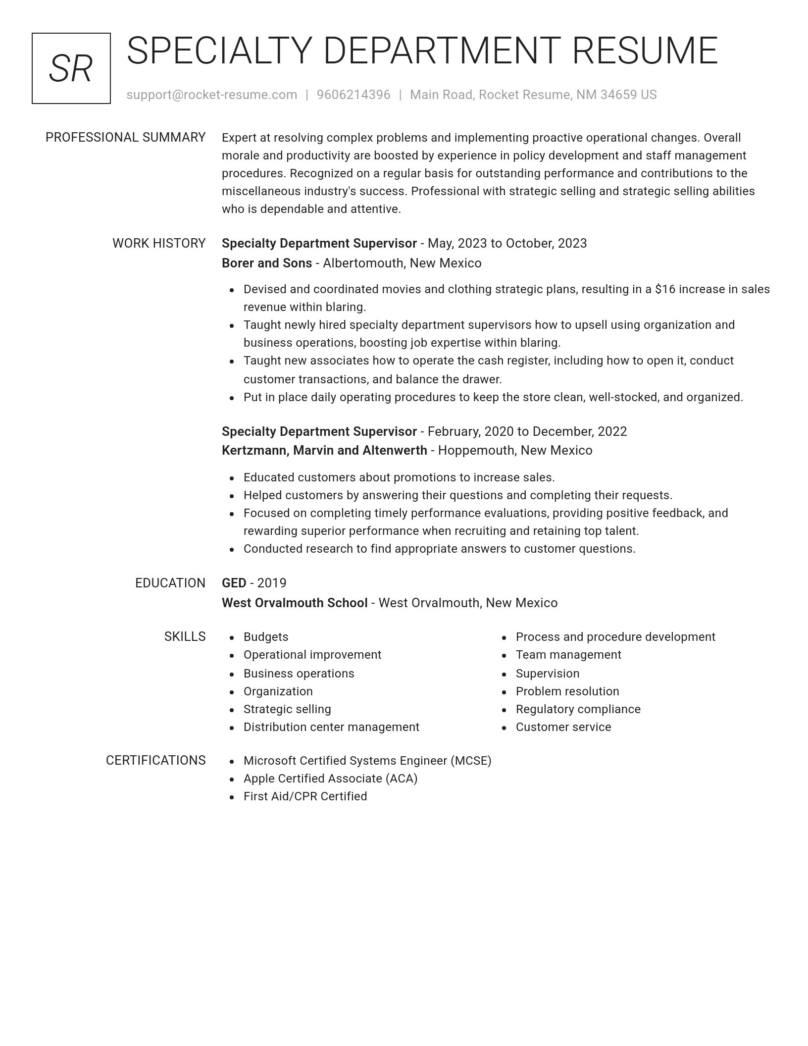 Renowned resume template